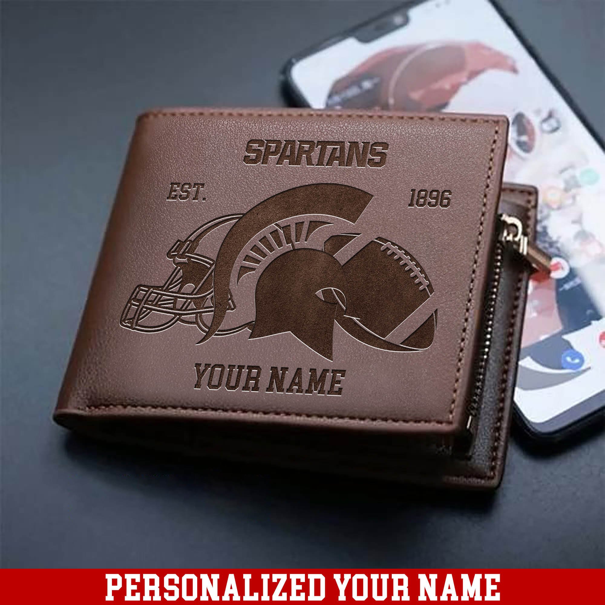 Michigan State Spartans Men Wallet 2024 Version Personalized Your Name, Men Wallet For Football Fans, Gifts For Sport Lovers ETHY-54899