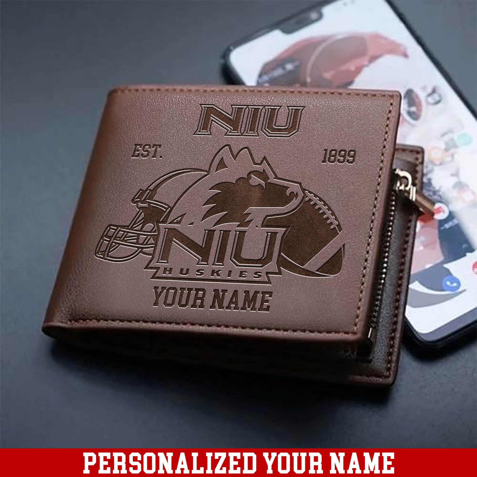 Northern Illinois Huskies Men Wallet 2024 Version Personalized Your Name, Men Wallet For Football Fans, Gifts For Sport Lovers ETHY-54899