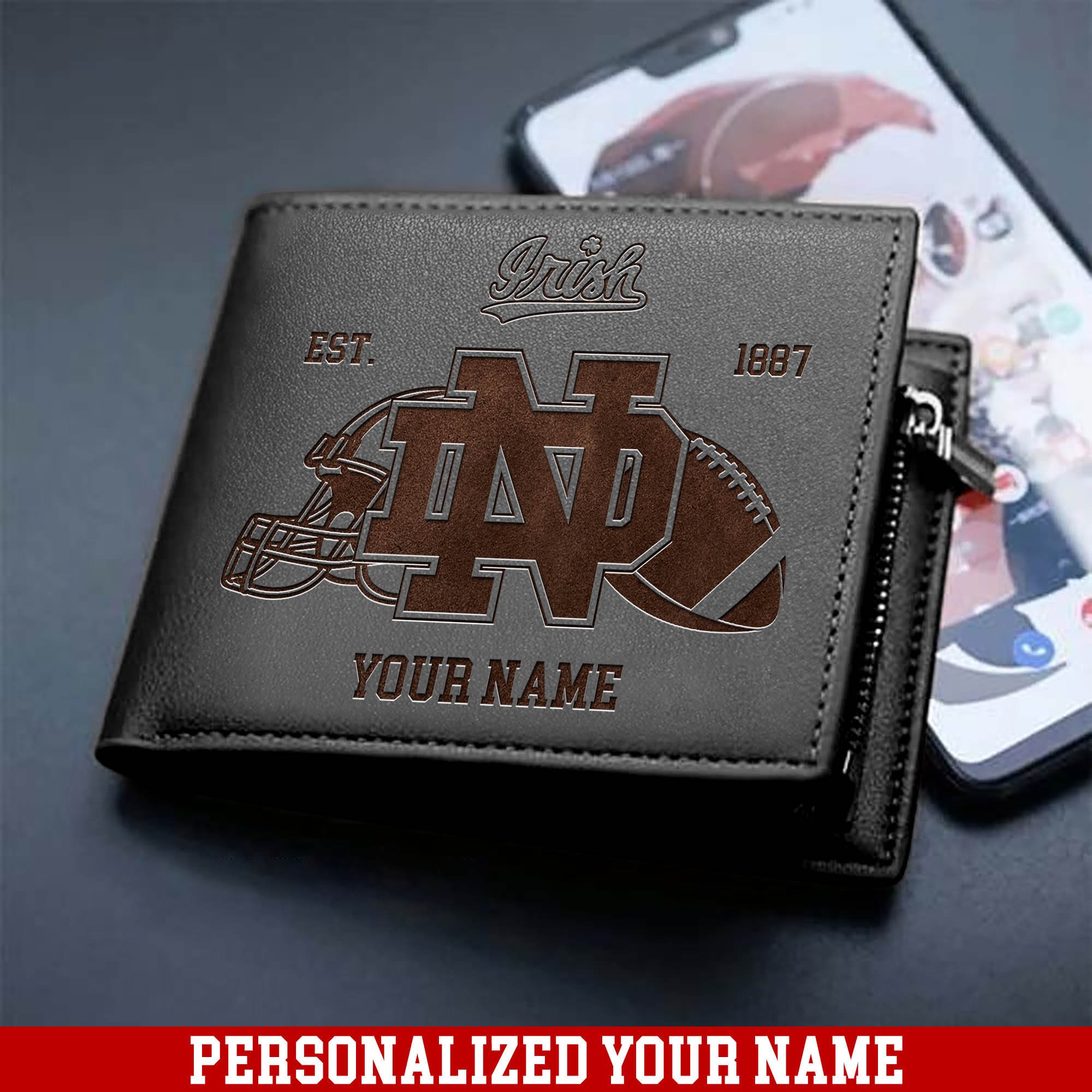 Alternative view of Notre Dame Fighting Irish Men Wallet 2024 Version Personalized Your Name, Men Wallet For Football Fans, Gifts For Sport Lovers ETHY-54899