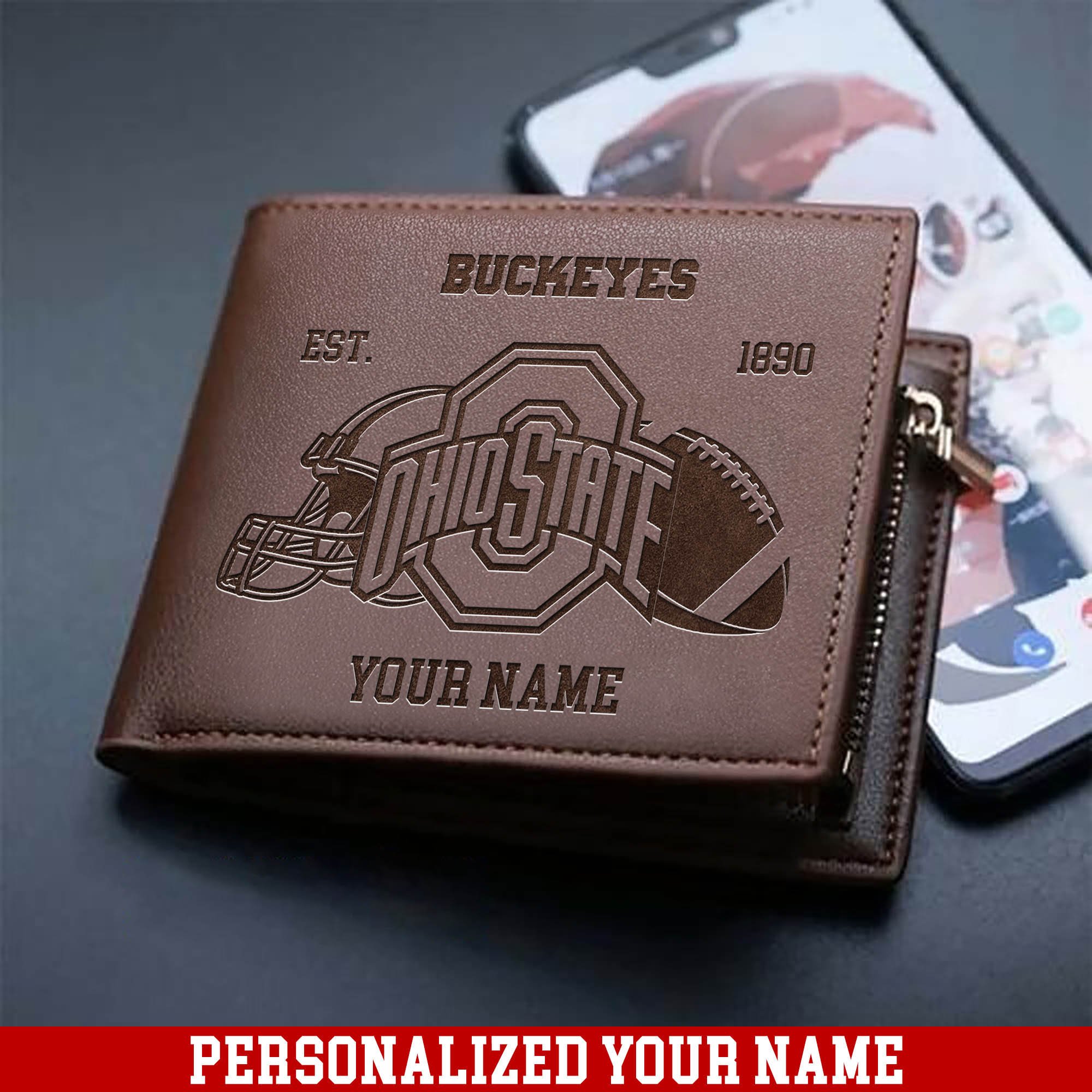 Ohio State Buckeyes Men Wallet 2024 Version Personalized Your Name, Men Wallet For Football Fans, Gifts For Sport Lovers ETHY-54899