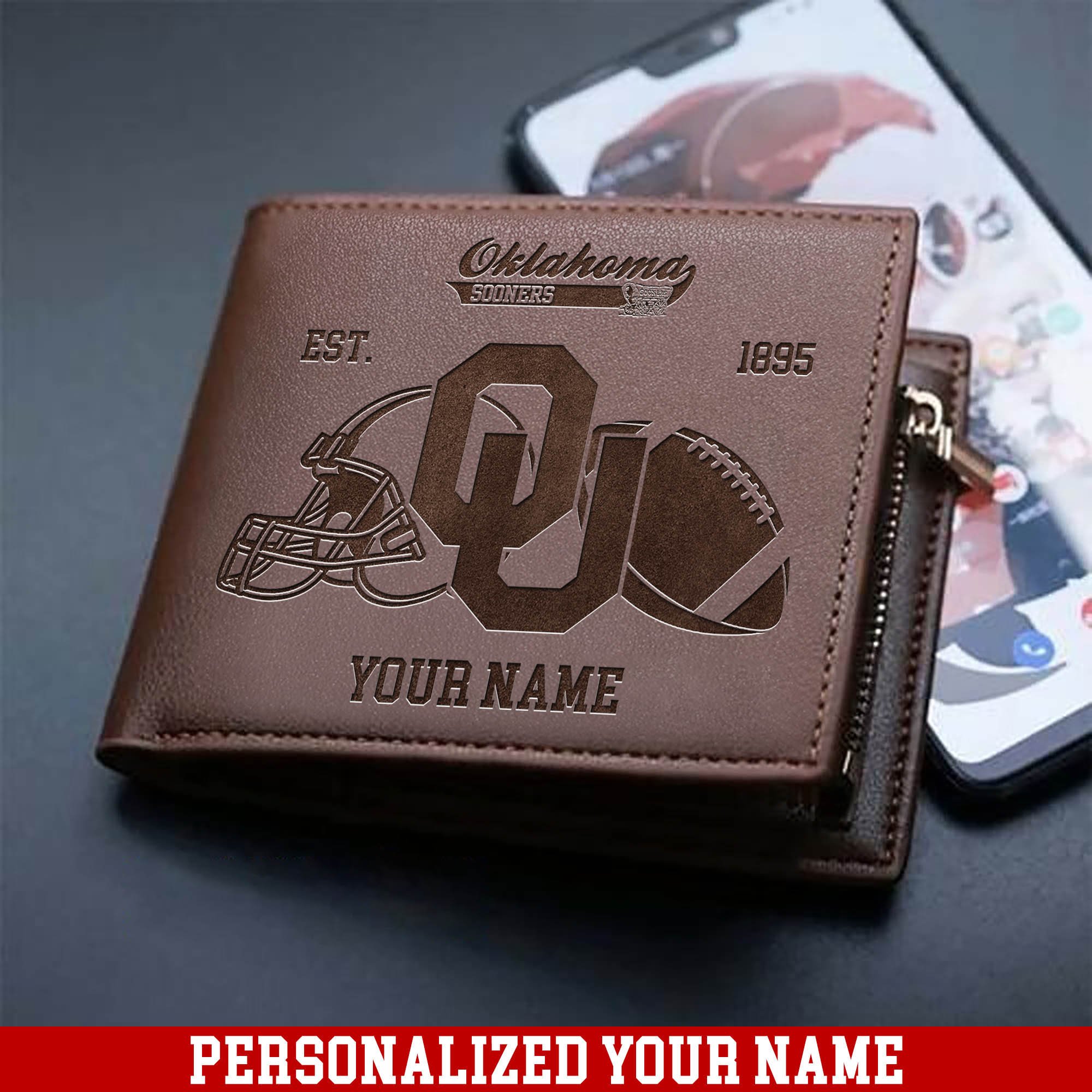 Oklahoma Sooners Men Wallet 2024 Version Personalized Your Name, Men Wallet For Football Fans, Gifts For Sport Lovers ETHY-54899