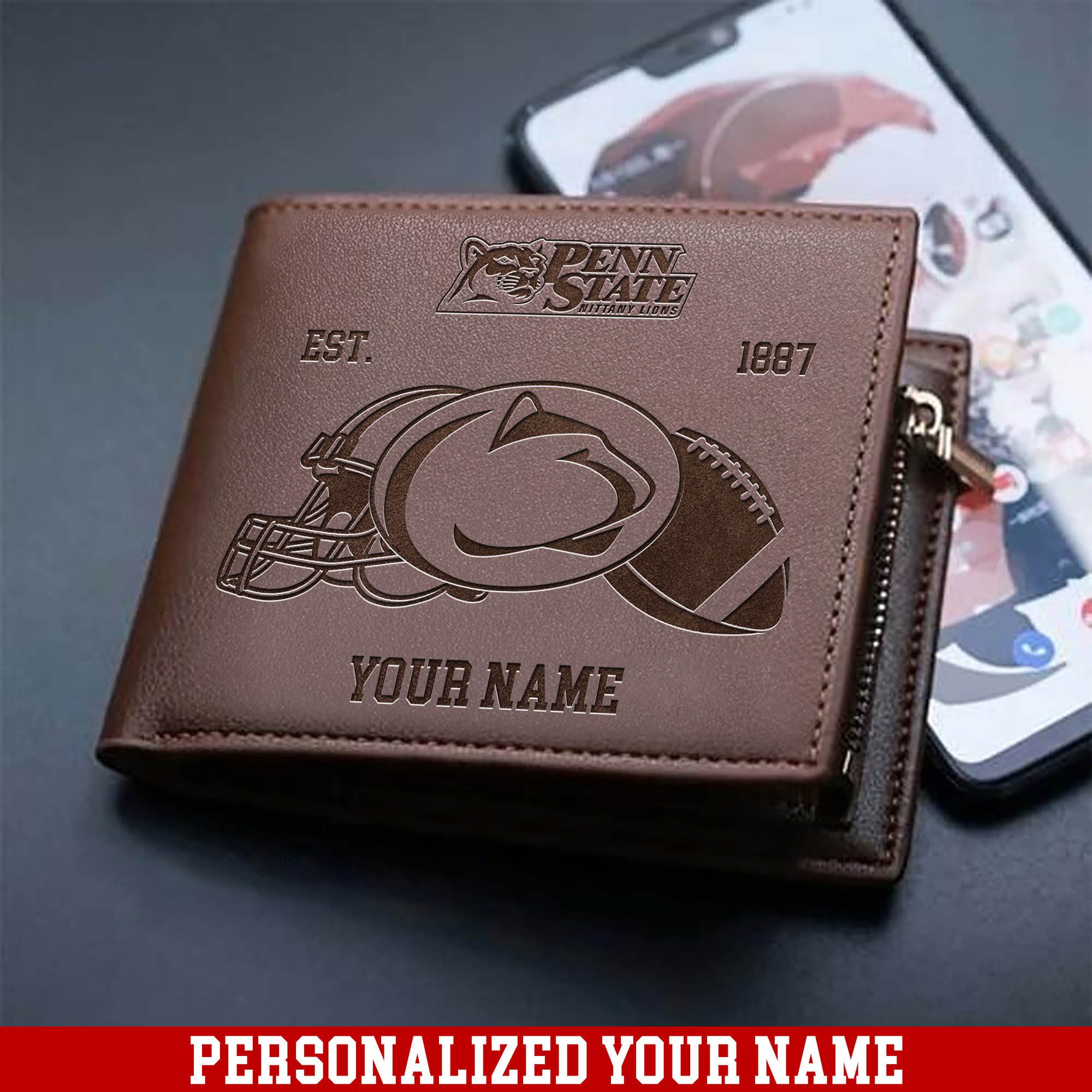Penn State Nittany Lions Men Wallet 2024 Version Personalized Your Name, Men Wallet For Football Fans, Gifts For Sport Lovers ETHY-54899