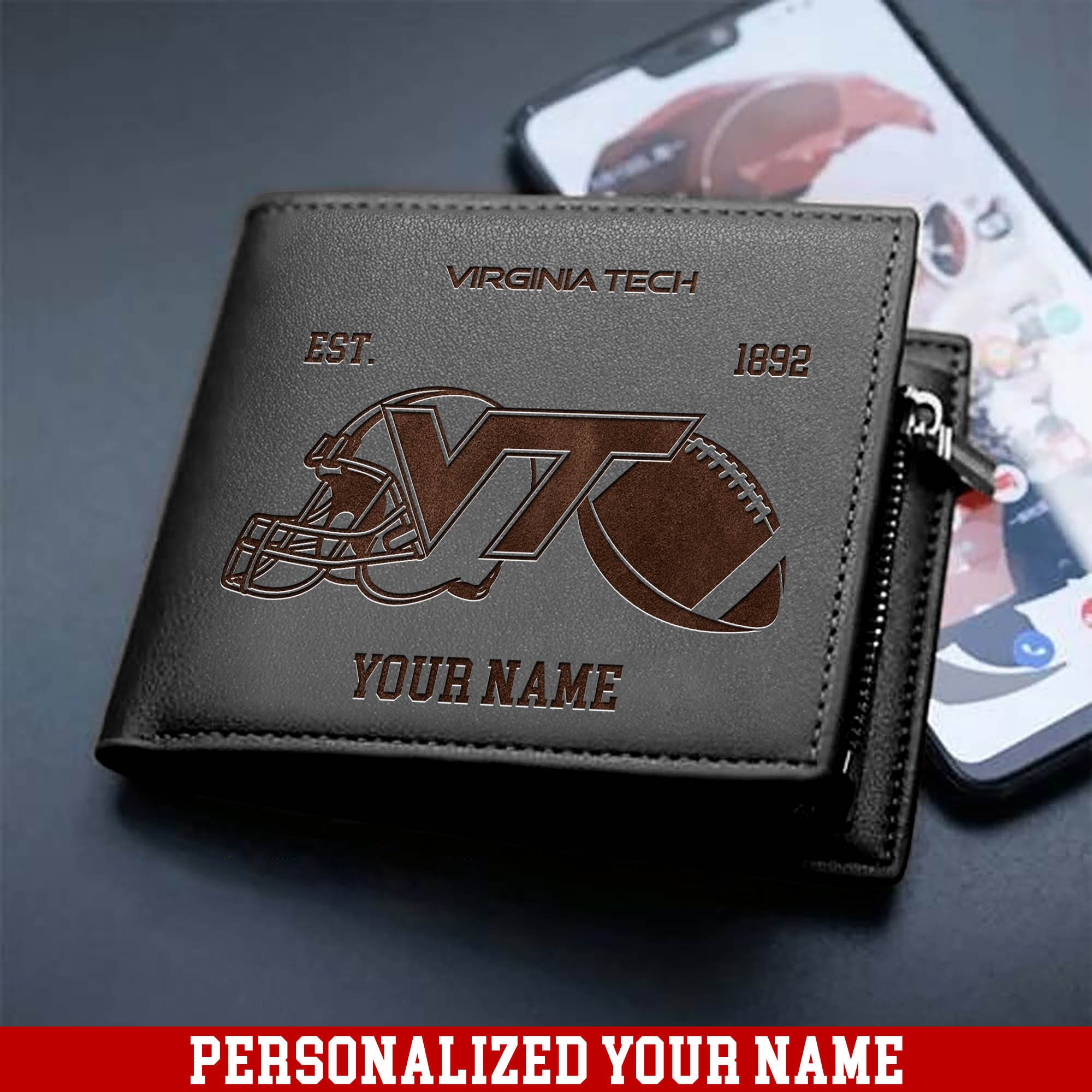 Alternative view of Virginia Tech Hokies Men Wallet 2024 Version Personalized Your Name, Men Wallet For Football Fans, Gifts For Sport Lovers ETHY-54899