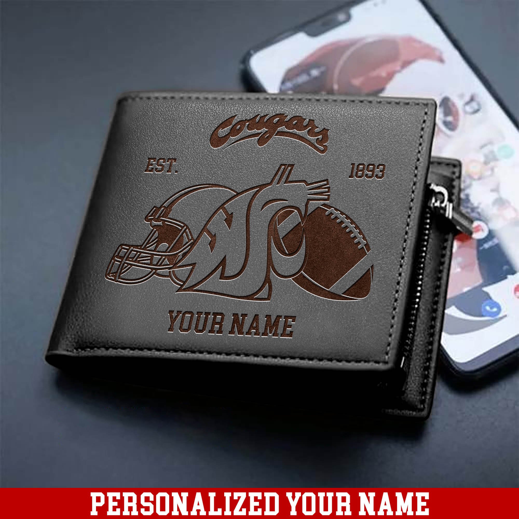 Alternative view of Washington State Cougars Men Wallet 2024 Version Personalized Your Name, Men Wallet For Football Fans, Gifts For Sport Lovers ETHY-54899