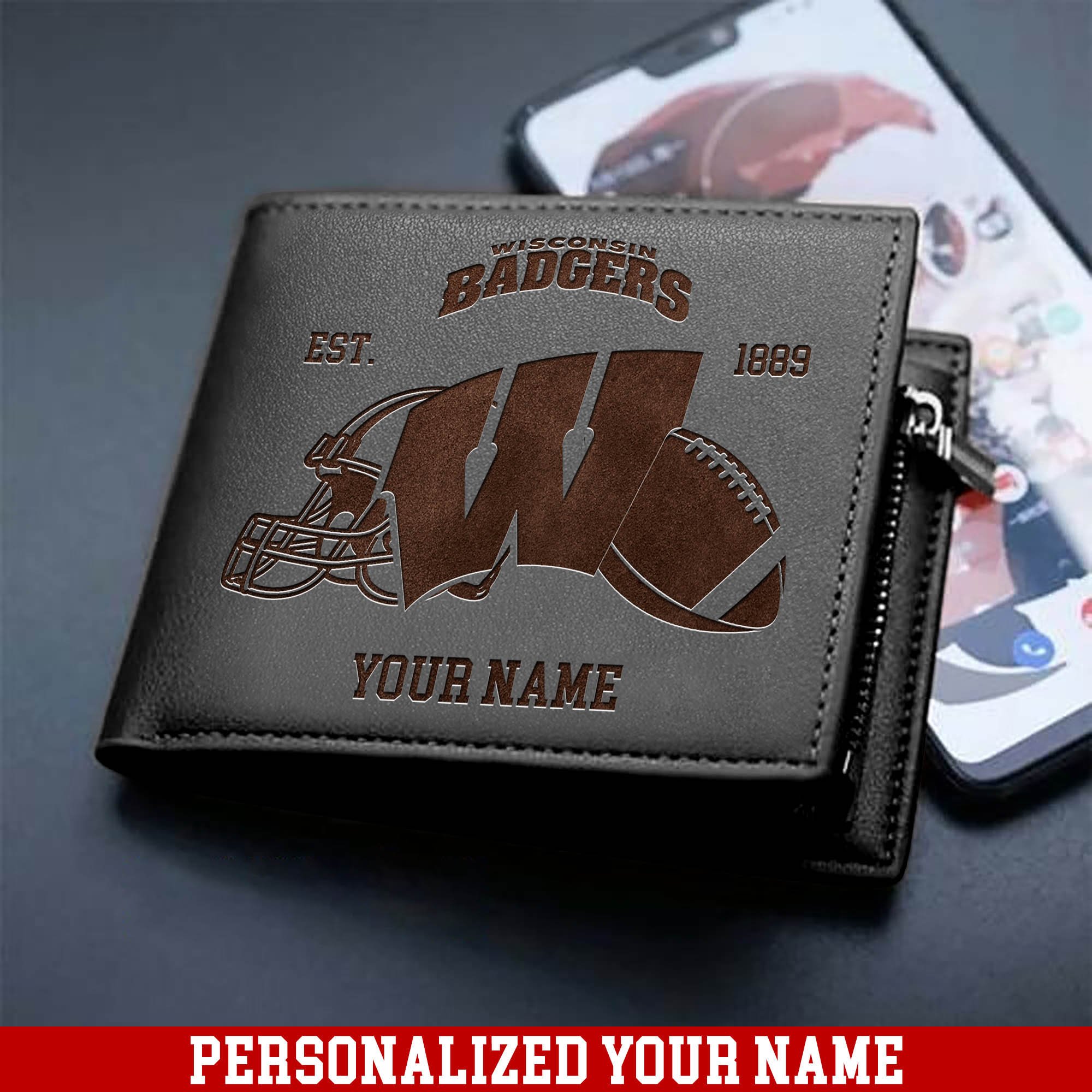 Alternative view of Wisconsin Badgers Men Wallet 2024 Version Personalized Your Name, Men Wallet For Football Fans, Gifts For Sport Lovers ETHY-54899