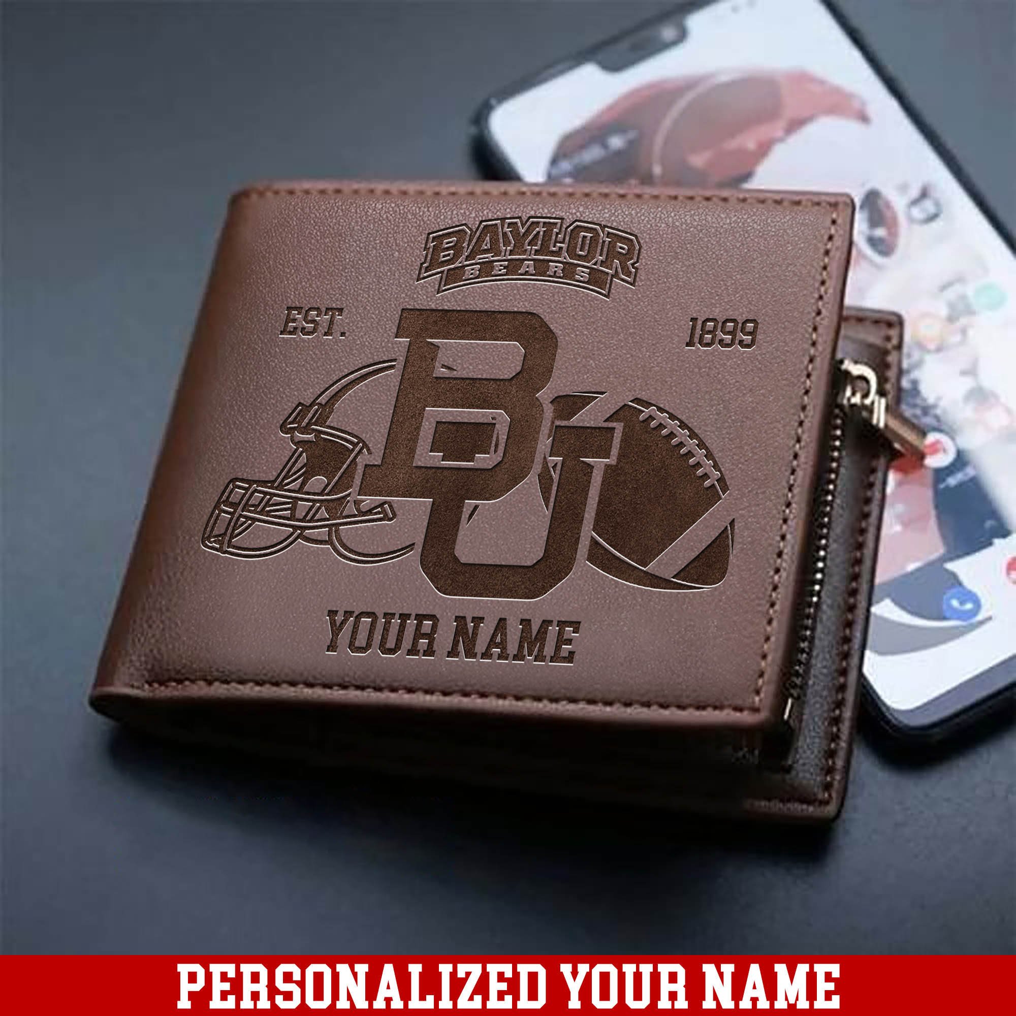 Baylor Bears Men Wallet 2024 Version Personalized Your Name, Men Wallet For Football Fans, Gifts For Sport Lovers ETHY-54899