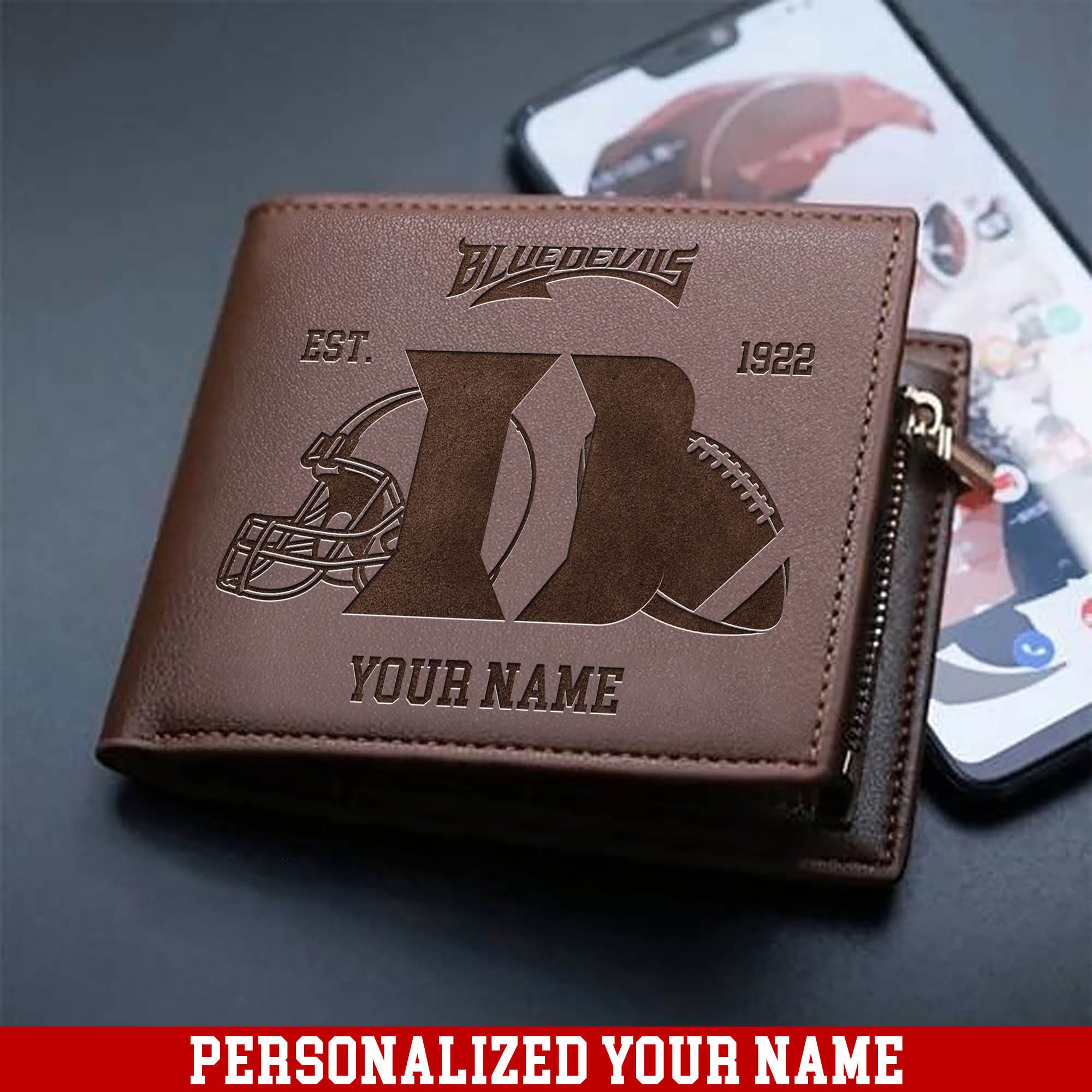 Duke Blue Devils Men Wallet 2024 Version Personalized Your Name, Men Wallet For Football Fans, Gifts For Sport Lovers ETHY-54899
