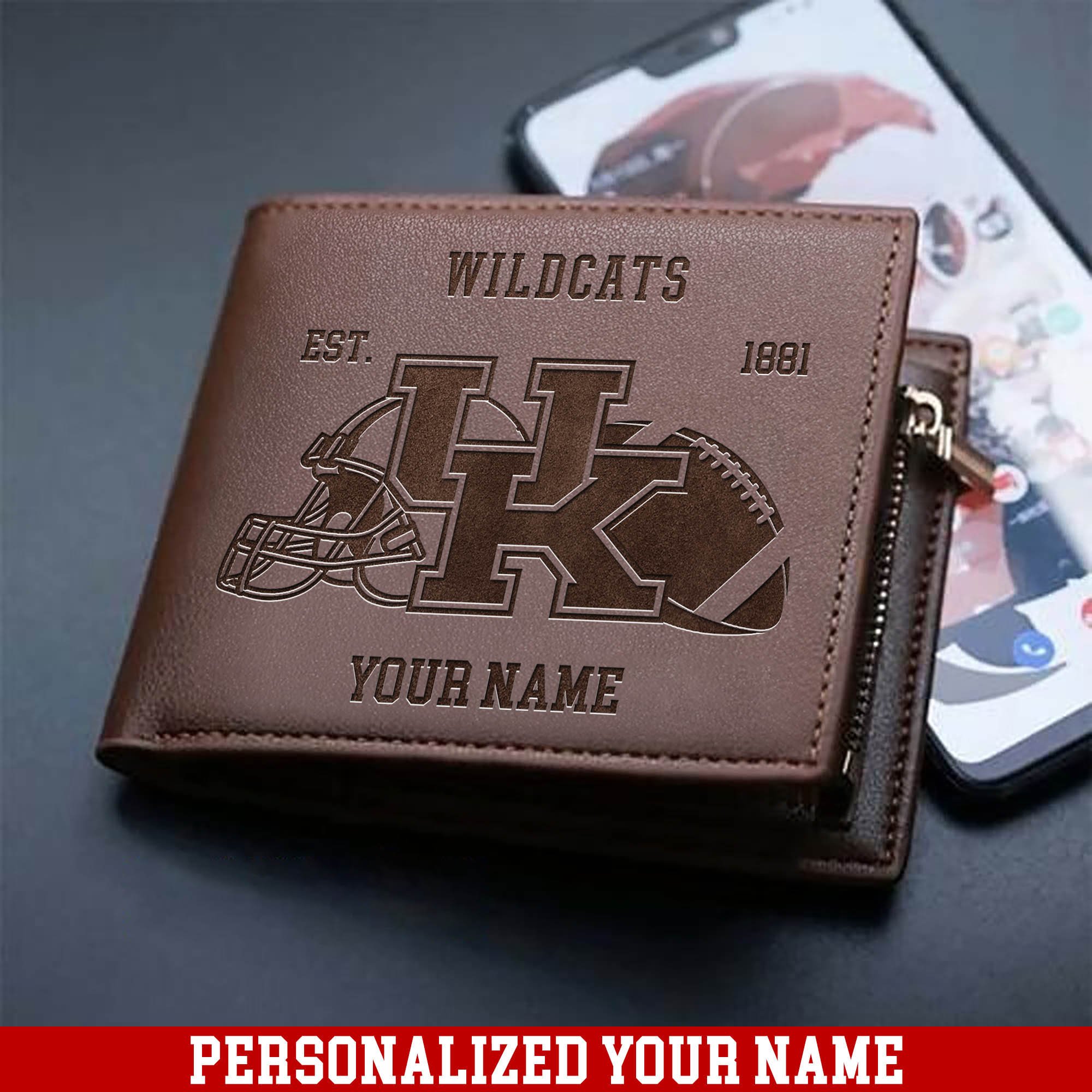 Kentucky Wildcats Men Wallet 2024 Version Personalized Your Name, Men Wallet For Football Fans, Gifts For Sport Lovers ETHY-54899