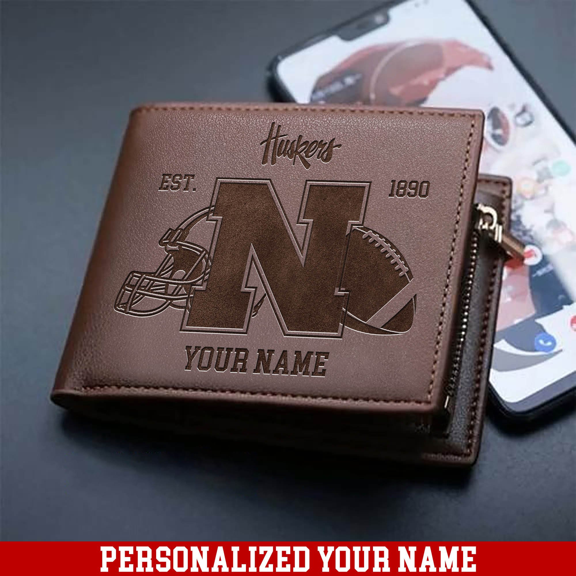Nebraska Cornhuskers Men Wallet 2024 Version Personalized Your Name, Men Wallet For Football Fans, Gifts For Sport Lovers ETHY-54899