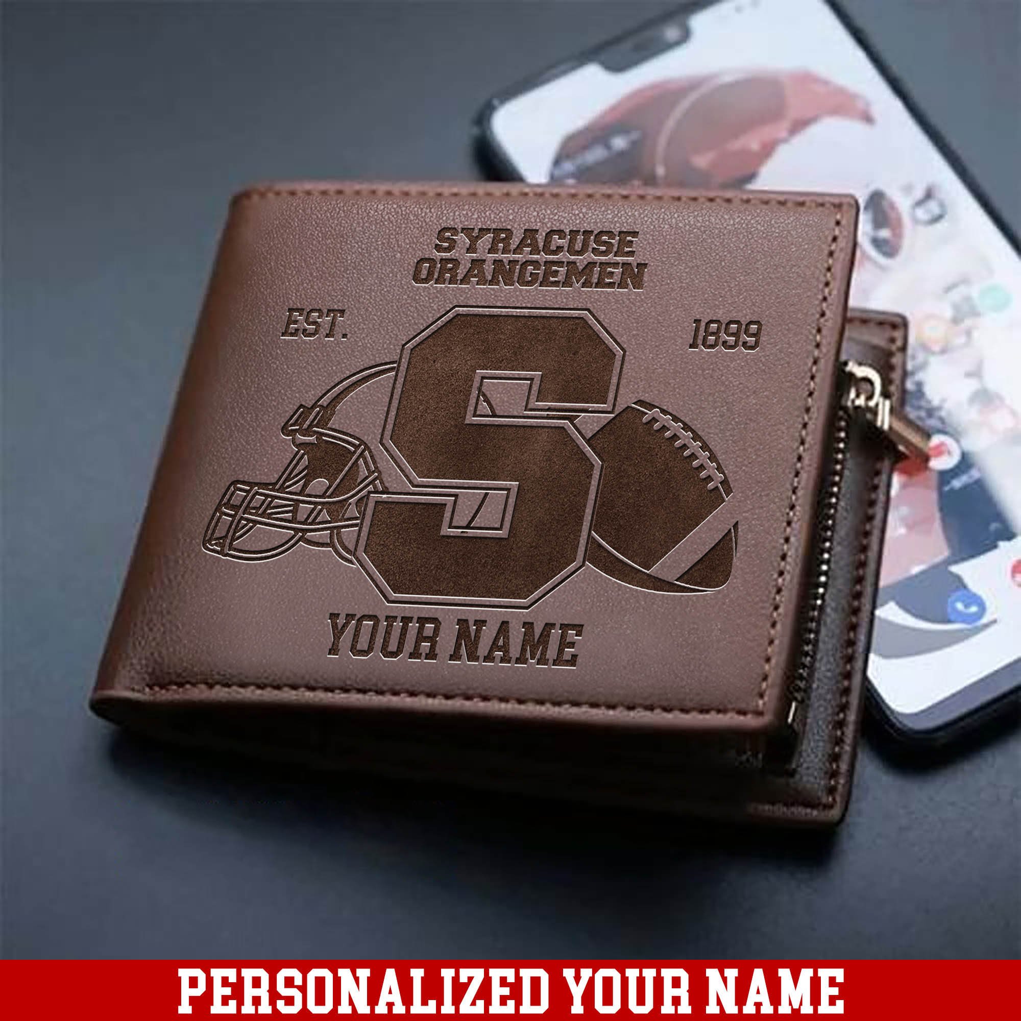 Syracuse Orange Men Wallet 2024 Version Personalized Your Name, Men Wallet For Football Fans, Gifts For Sport Lovers ETHY-54899