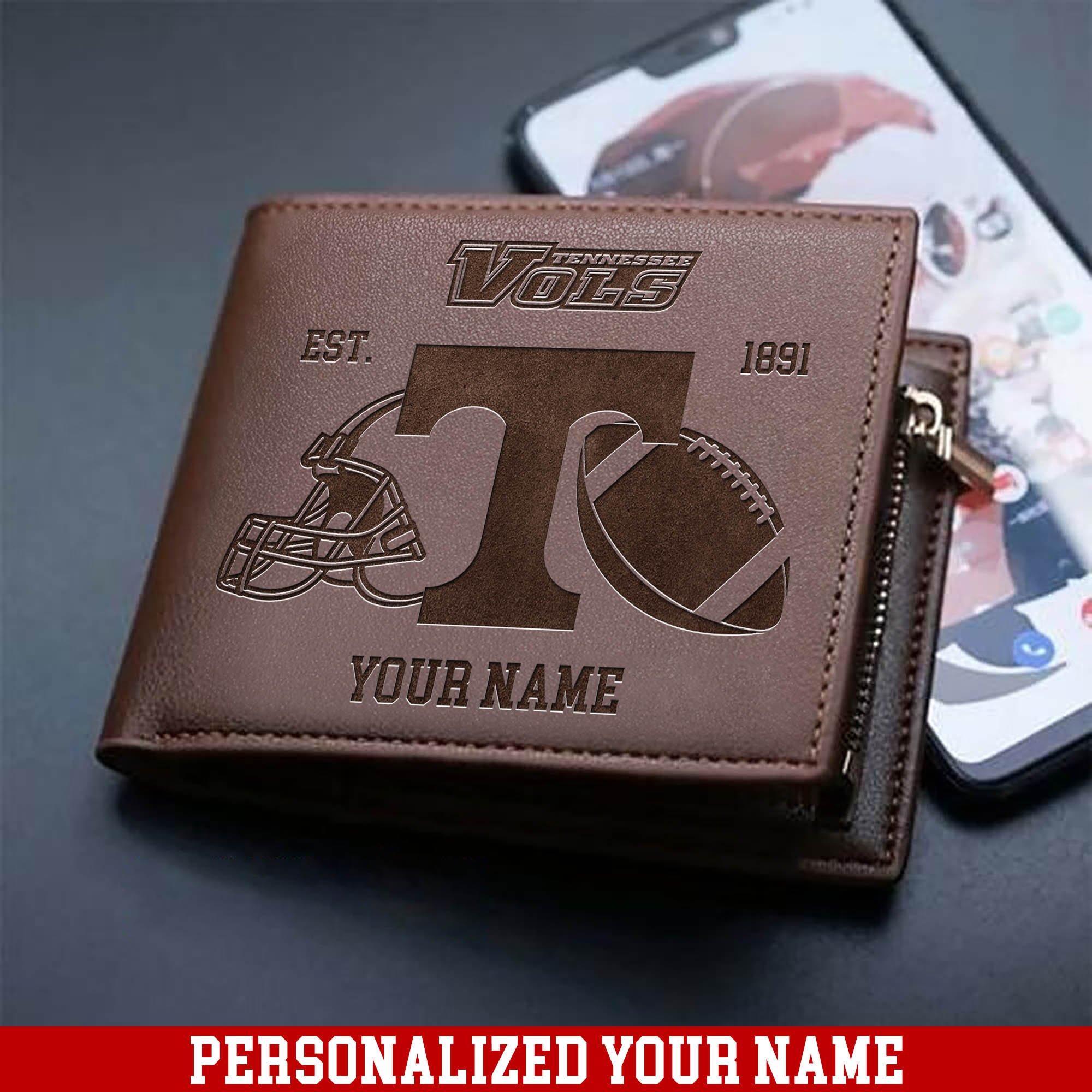 Tennessee Volunteers Men Wallet 2024 Version Personalized Your Name, Men Wallet For Football Fans, Gifts For Sport Lovers ETHY-54899