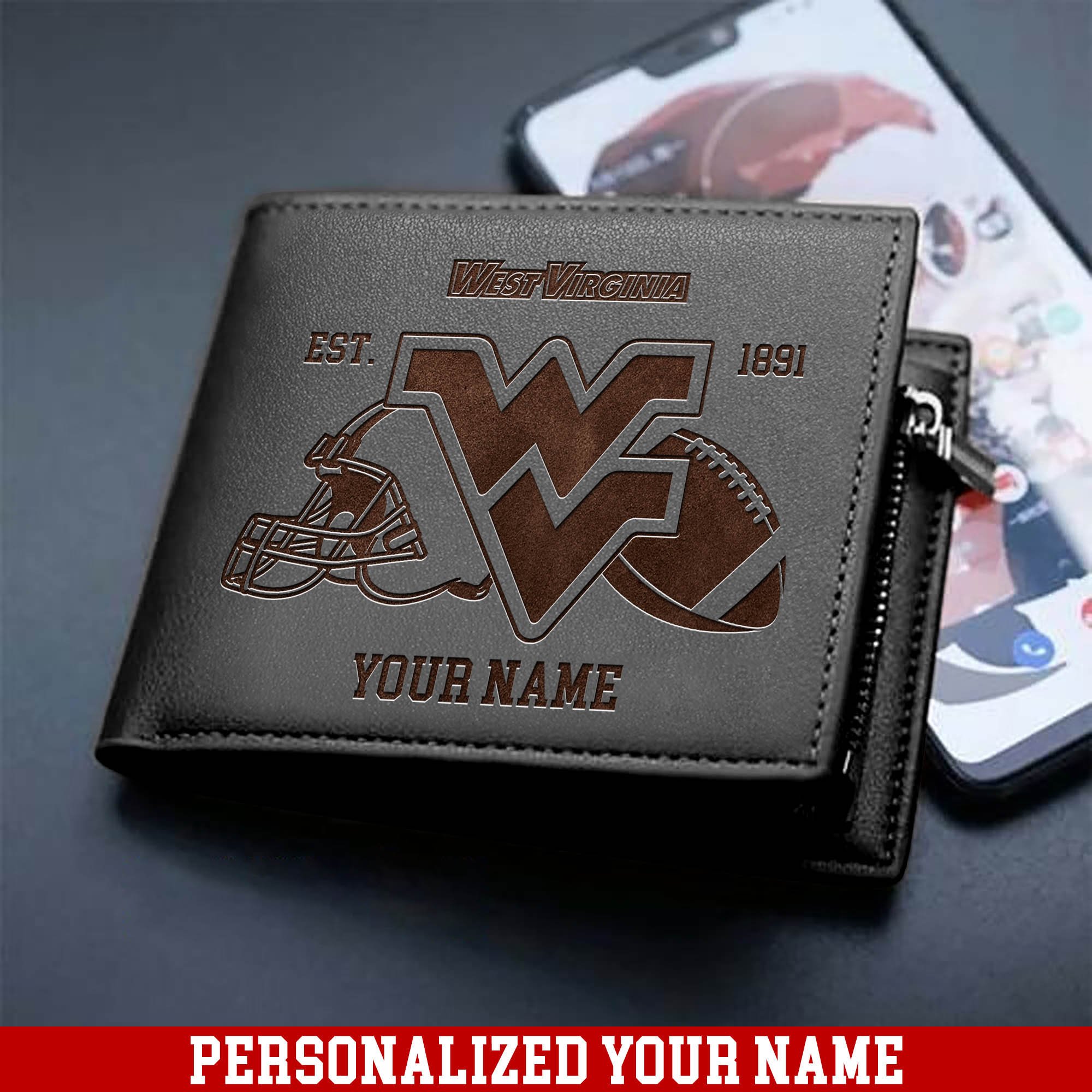 Alternative view of West Virginia Mountaineers Men Wallet 2024 Version Personalized Your Name, Men Wallet For Football Fans, Gifts For Sport Lovers ETHY-54899