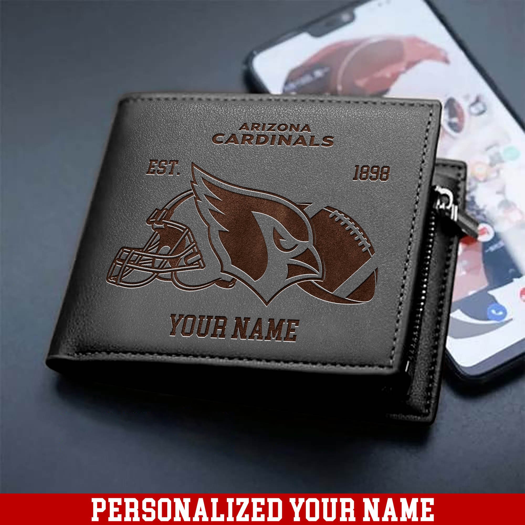 Alternative view of Arizona Cardinals Men Wallet 2024 Version Personalized Your Name, Men Wallet For Football Fans, Gifts For Sport Lovers ETHY-54899