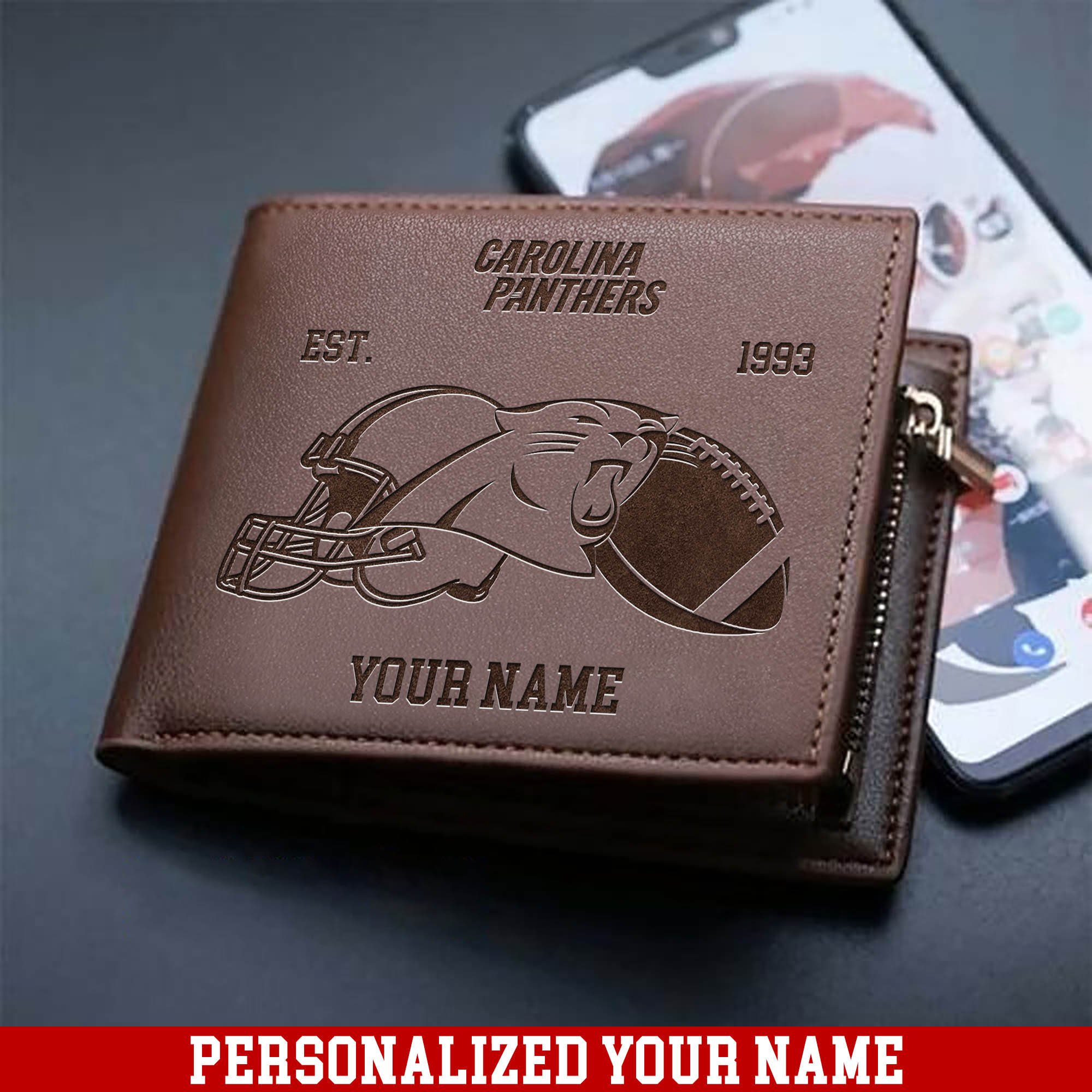 Carolina Panthers Men Wallet 2024 Version Personalized Your Name, Men Wallet For Football Fans, Gifts For Sport Lovers ETHY-54899