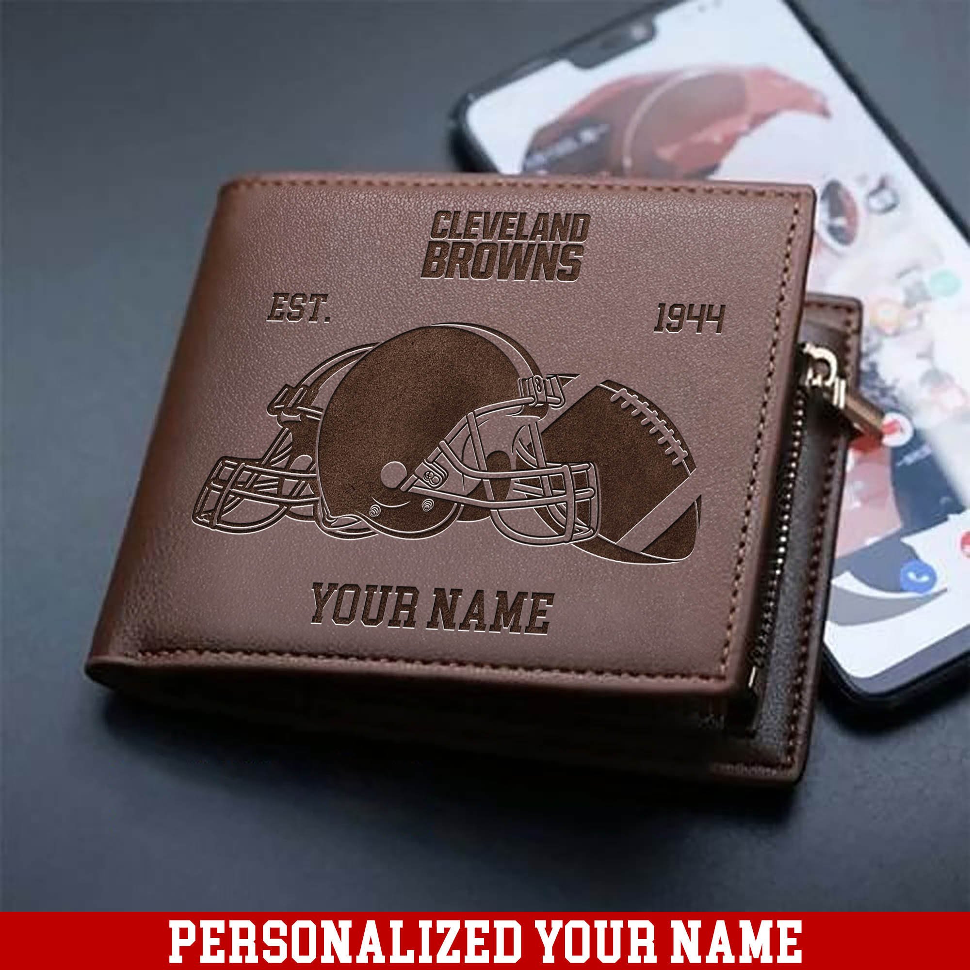 Cleveland Browns Men Wallet 2024 Version Personalized Your Name, Men Wallet For Football Fans, Gifts For Sport Lovers ETHY-54899