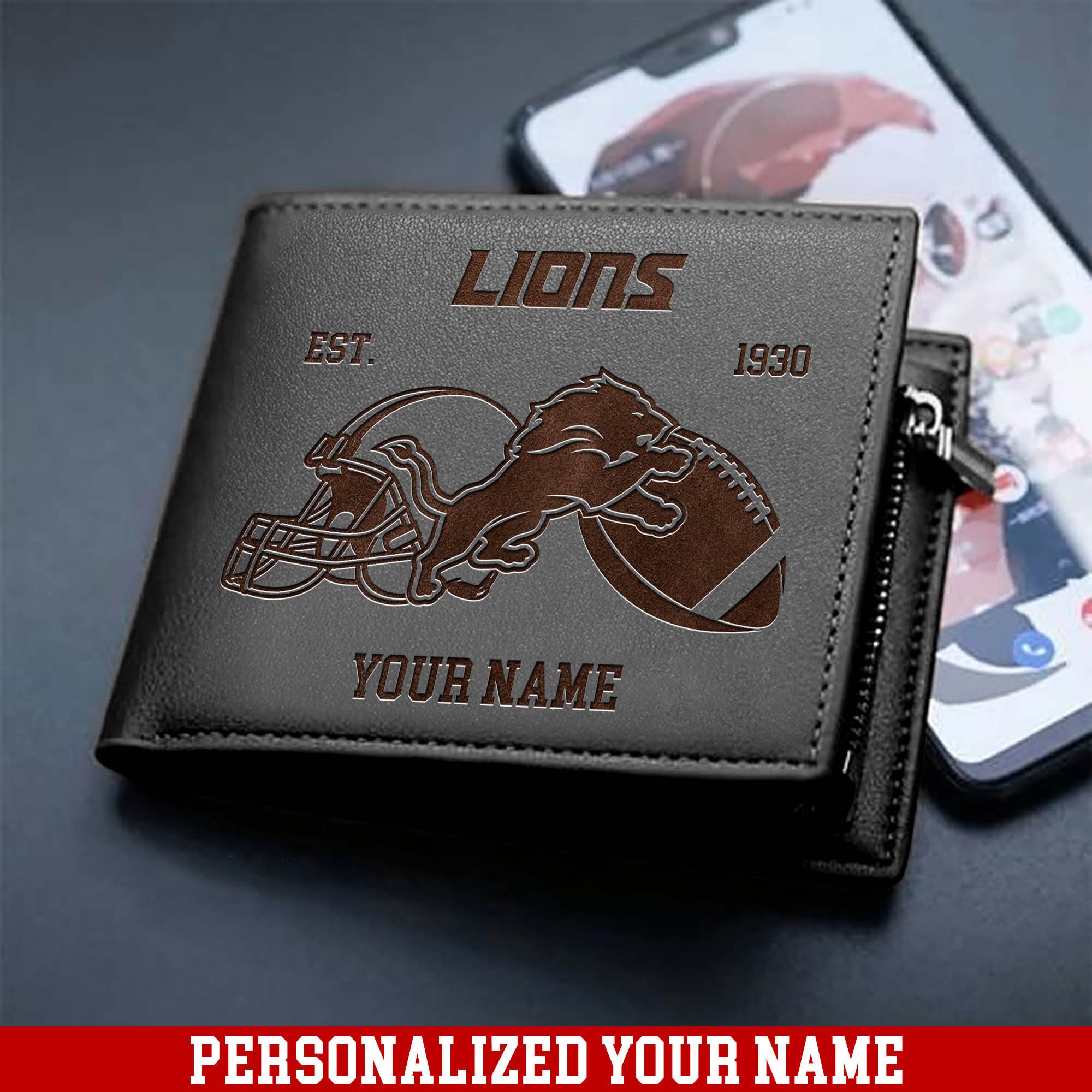 Alternative view of Detroit Lions Men Wallet 2024 Version Personalized Your Name, Men Wallet For Football Fans, Gifts For Sport Lovers ETHY-54899