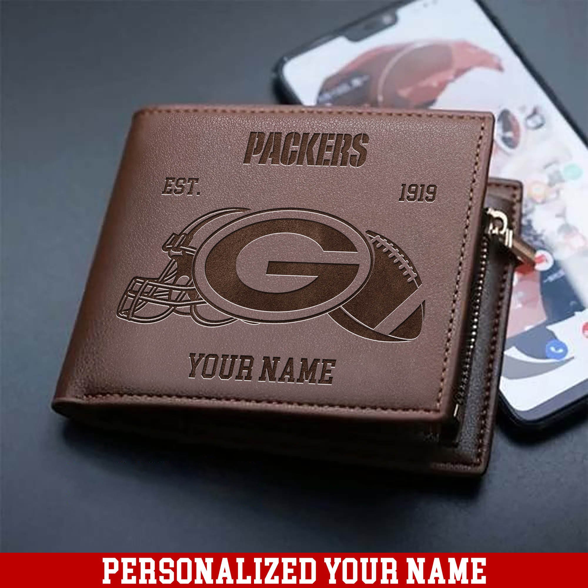 Green Bay Packers Men Wallet 2024 Version Personalized Your Name, Men Wallet For Football Fans, Gifts For Sport Lovers ETHY-54899