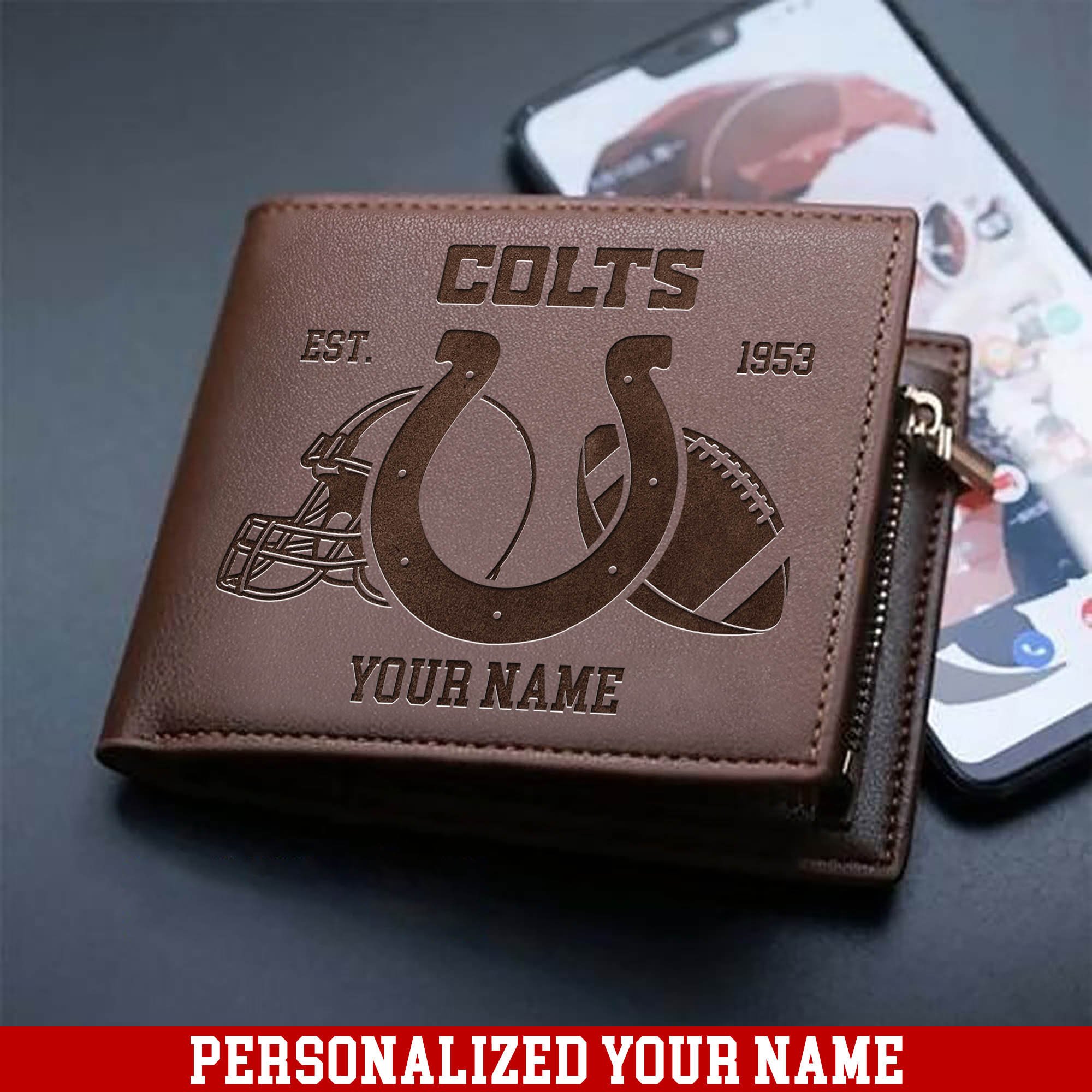 Indianapolis Colts Men Wallet 2024 Version Personalized Your Name, Men Wallet For Football Fans, Gifts For Sport Lovers ETHY-54899