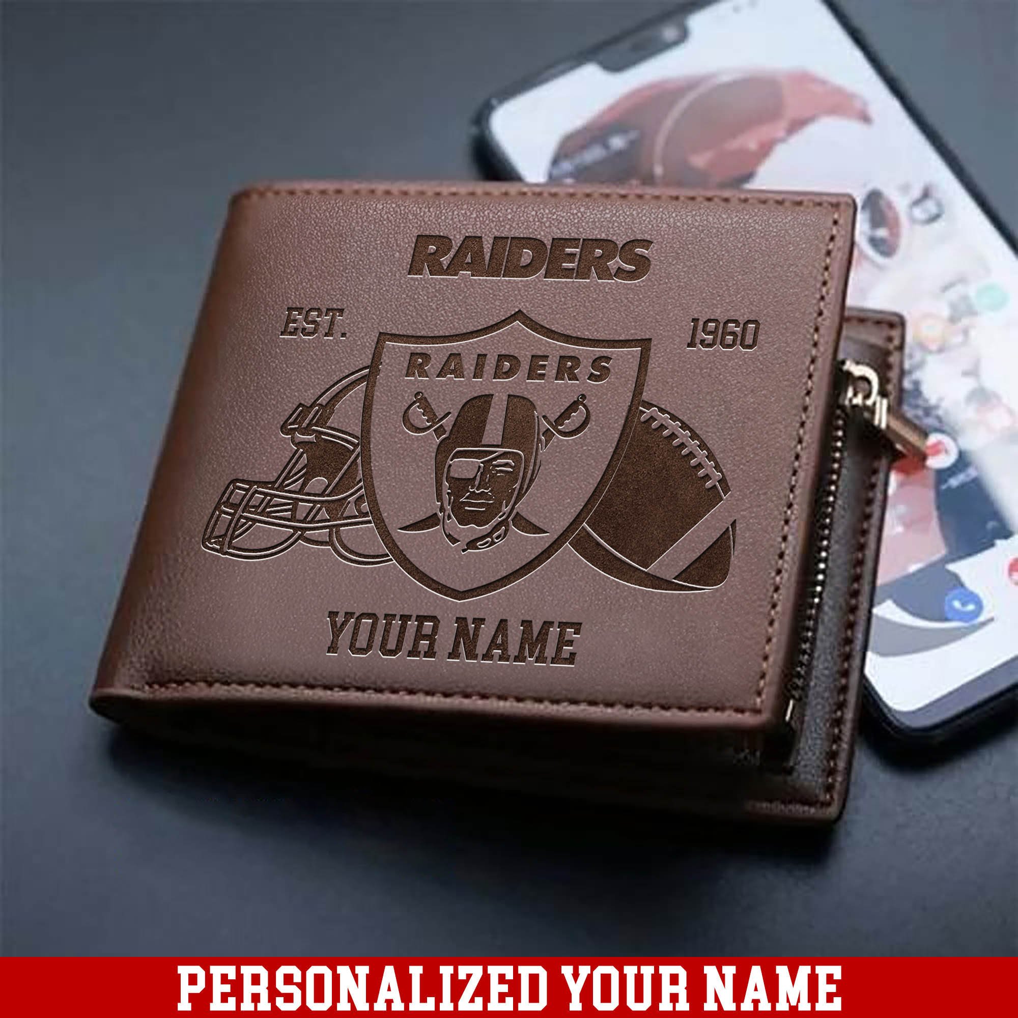 Las Vegas Raiders Men Wallet 2024 Version Personalized Your Name, Men Wallet For Football Fans, Gifts For Sport Lovers ETHY-54899