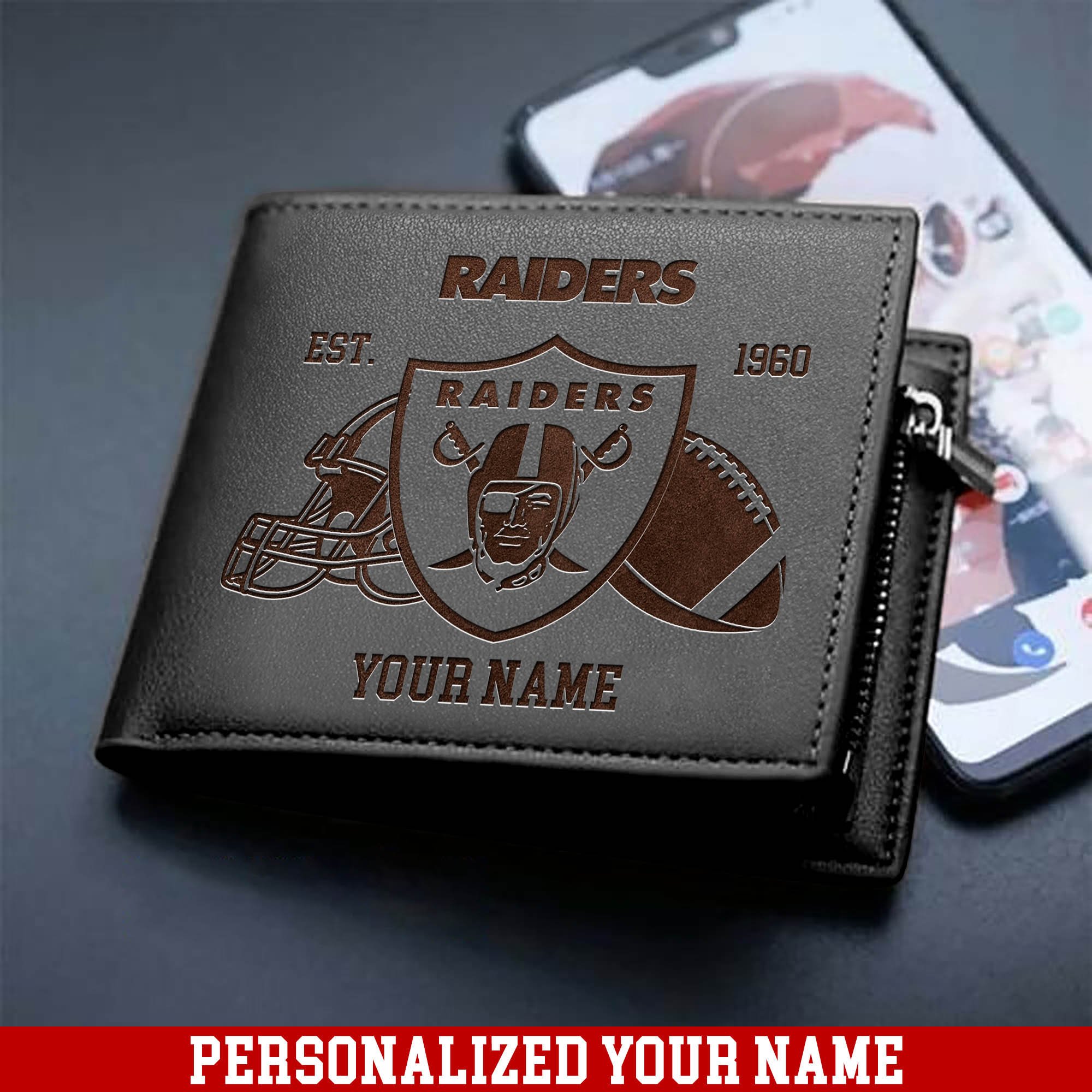 Alternative view of Las Vegas Raiders Men Wallet 2024 Version Personalized Your Name, Men Wallet For Football Fans, Gifts For Sport Lovers ETHY-54899
