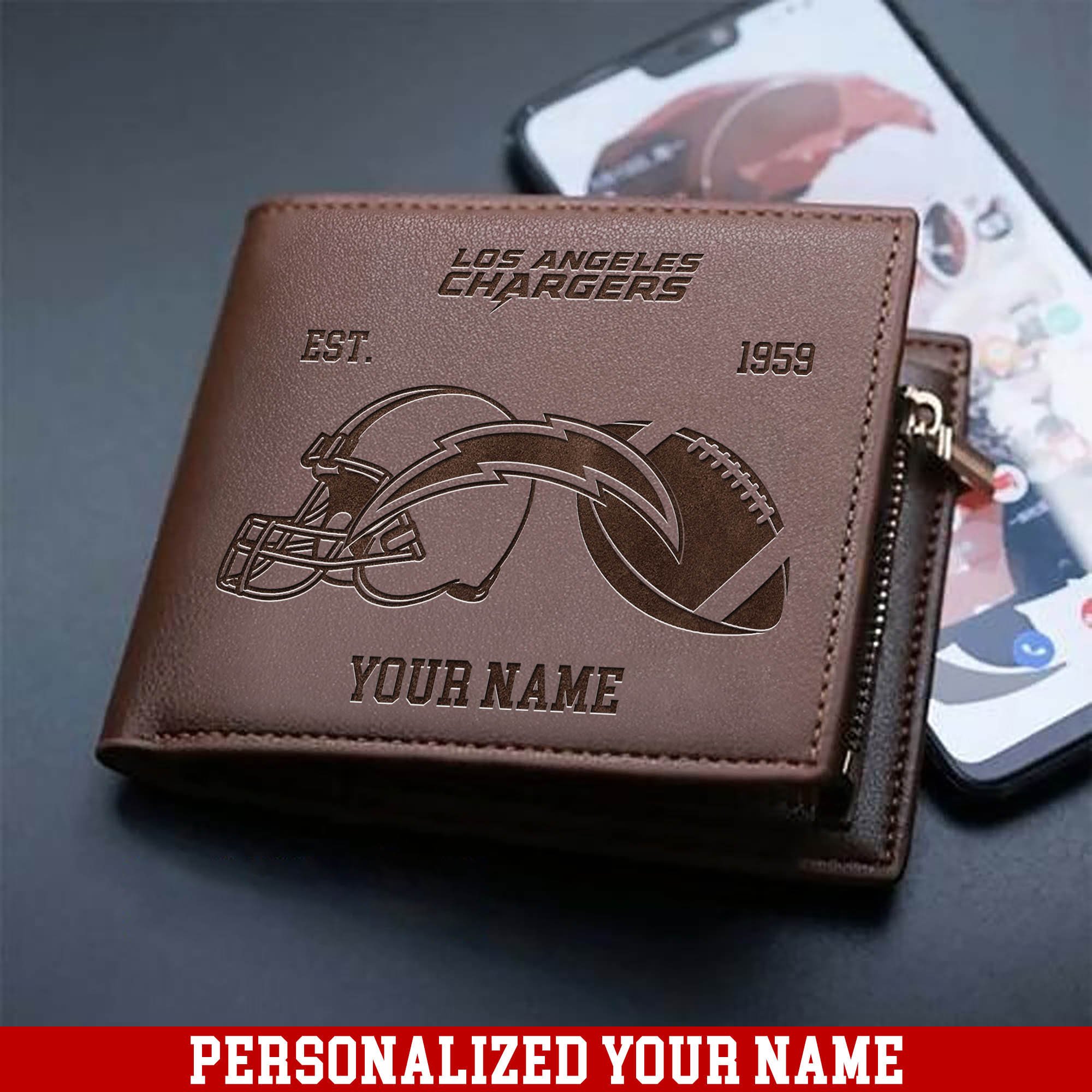 Los Angeles Chargers Men Wallet 2024 Version Personalized Your Name, Men Wallet For Football Fans, Gifts For Sport Lovers ETHY-54899