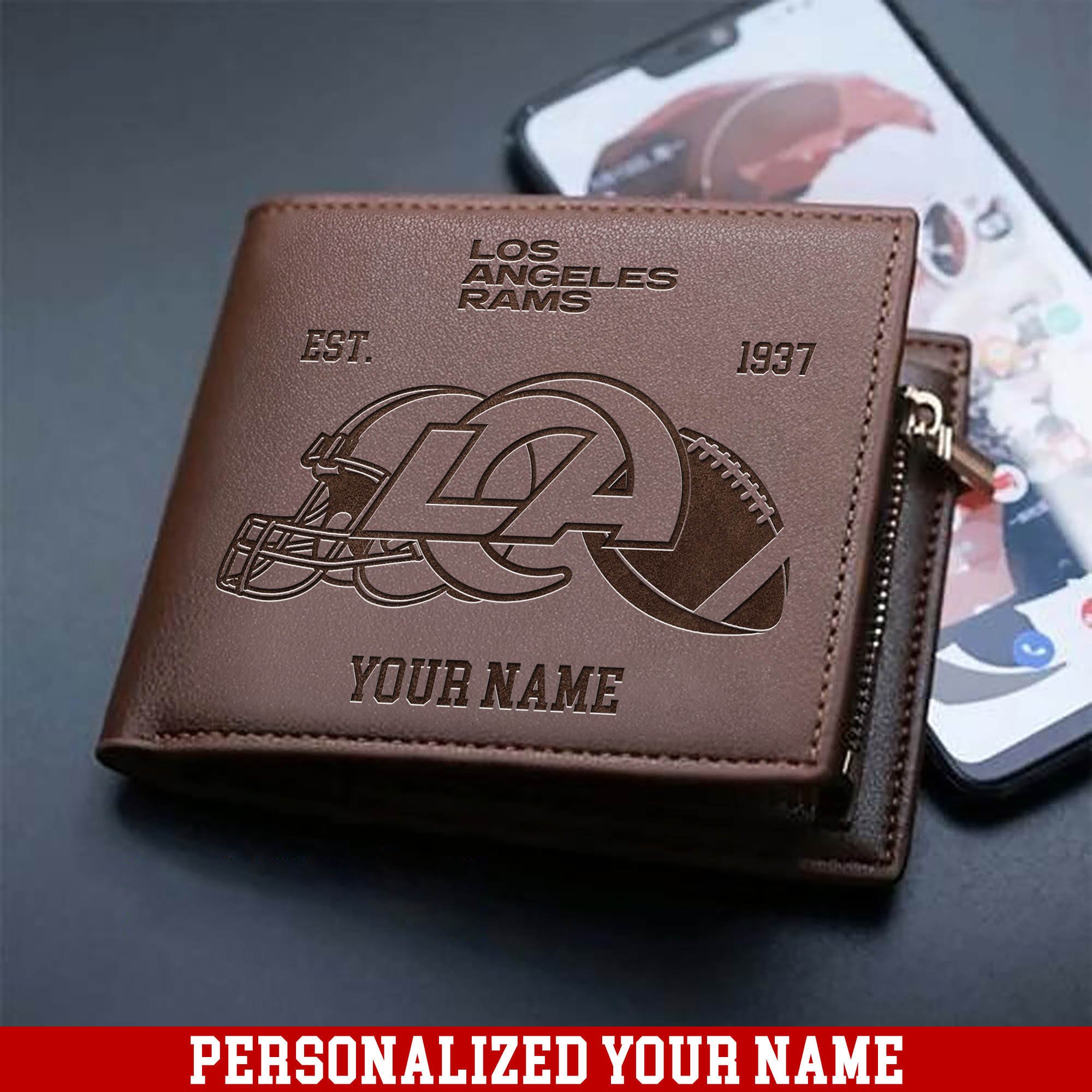 Los Angeles Rams Men Wallet 2024 Version Personalized Your Name, Men Wallet For Football Fans, Gifts For Sport Lovers ETHY-54899
