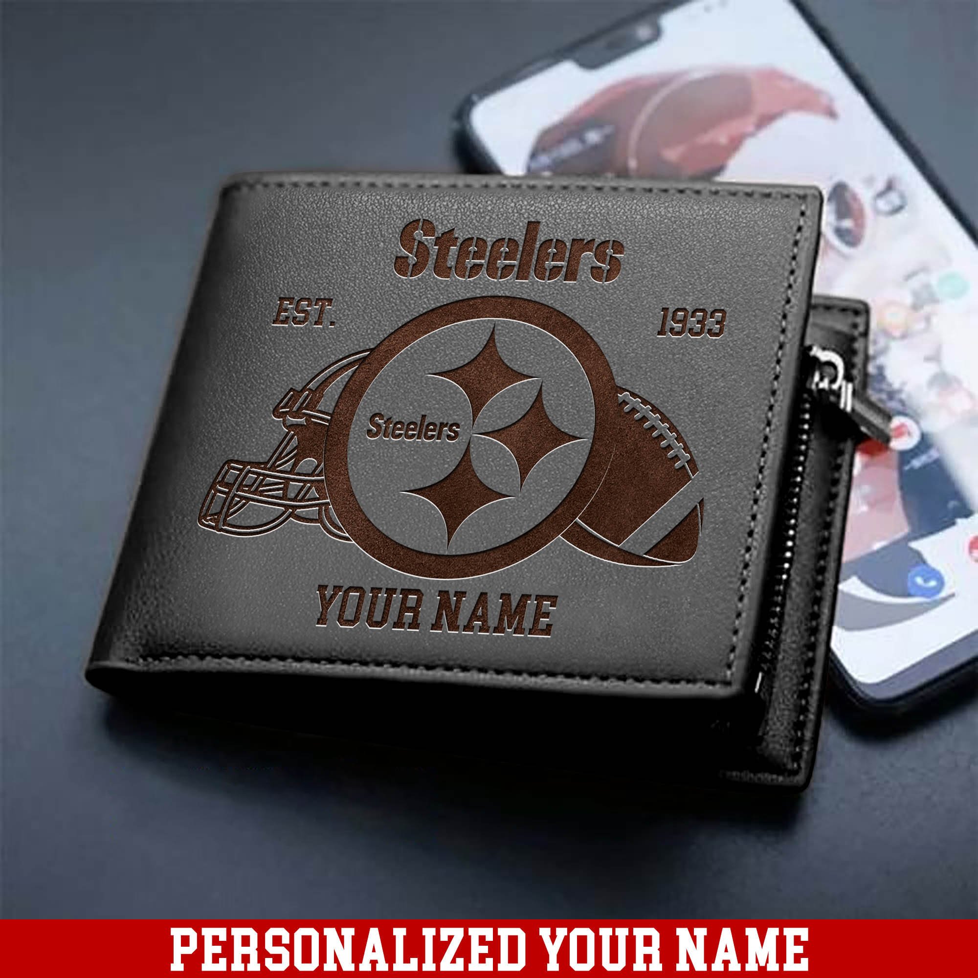 Alternative view of Pittsburgh Steelers Men Wallet 2024 Version Personalized Your Name, Men Wallet For Football Fans, Gifts For Sport Lovers ETHY-54899