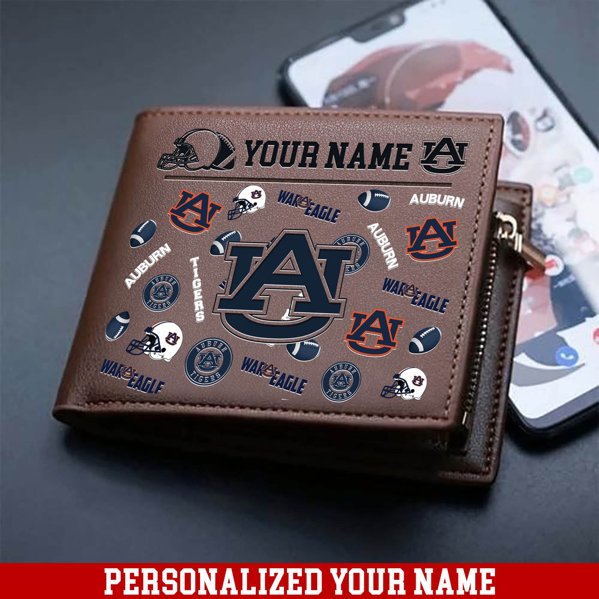 Auburn Tigers Men Wallet 2024 Version Personalized Your Name, Sport Team Men Wallet, Gift For Sport Fans ETHY-54900