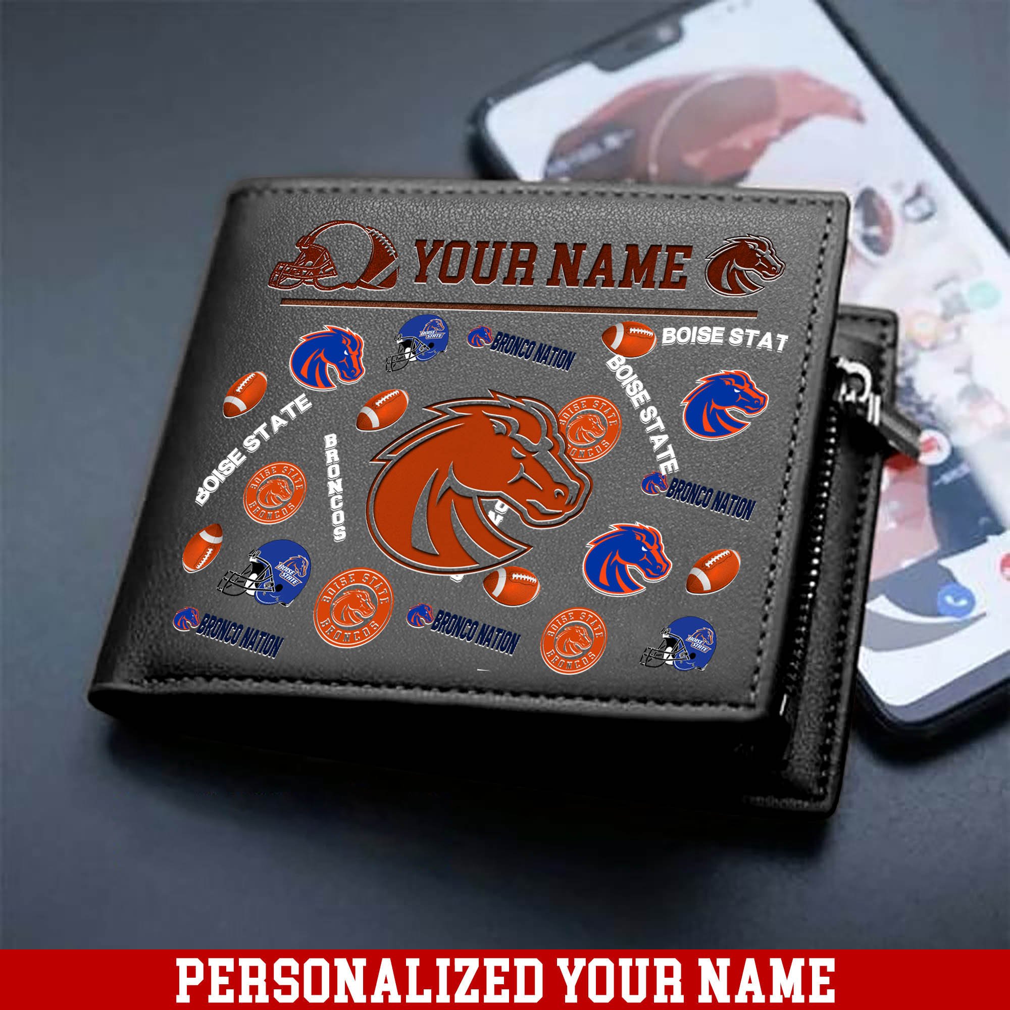Alternative view of Boise State Broncos Men Wallet 2024 Version Personalized Your Name, Sport Team Men Wallet, Gift For Sport Fans ETHY-54900