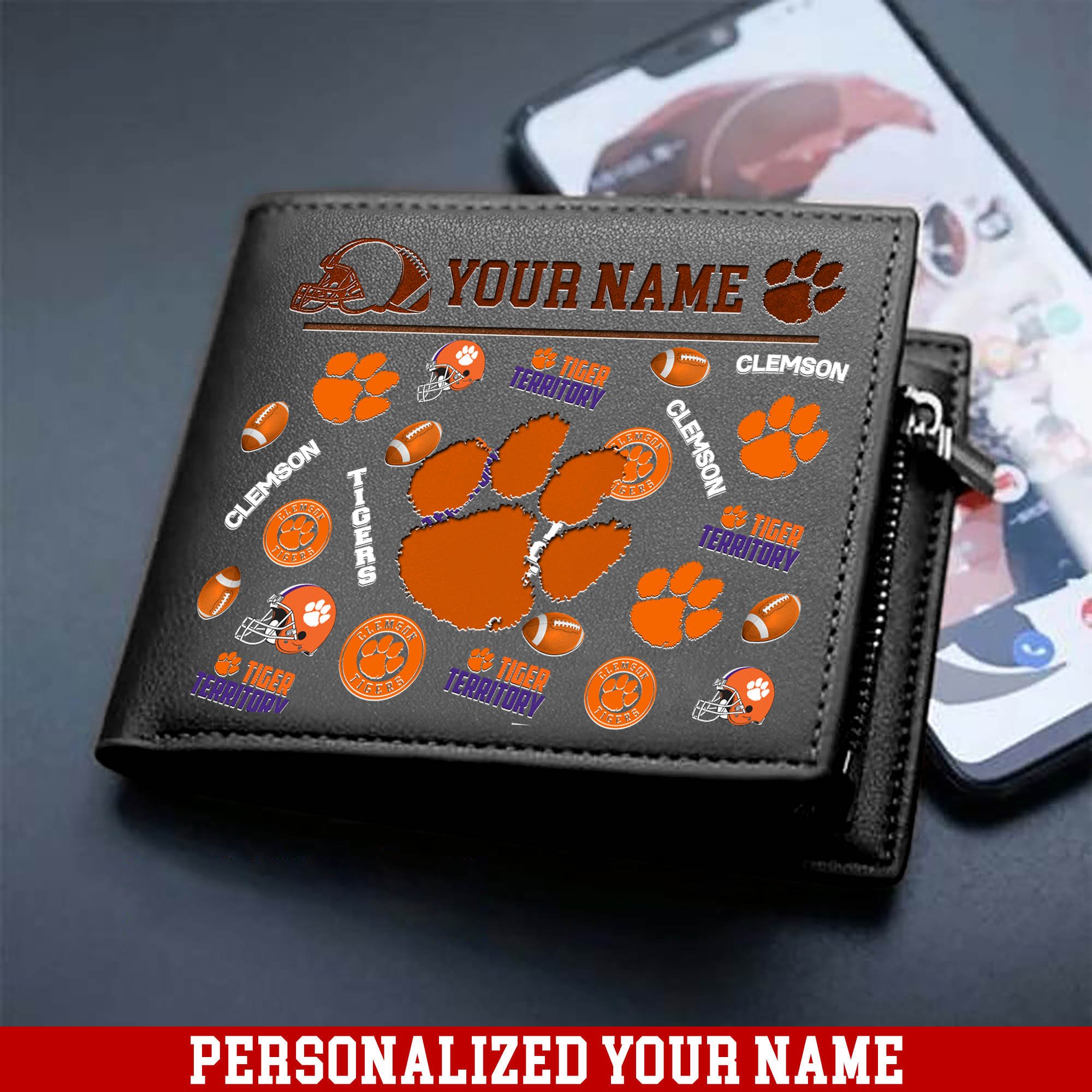 Alternative view of Clemson Tigers Men Wallet 2024 Version Personalized Your Name, Sport Team Men Wallet, Gift For Sport Fans ETHY-54900