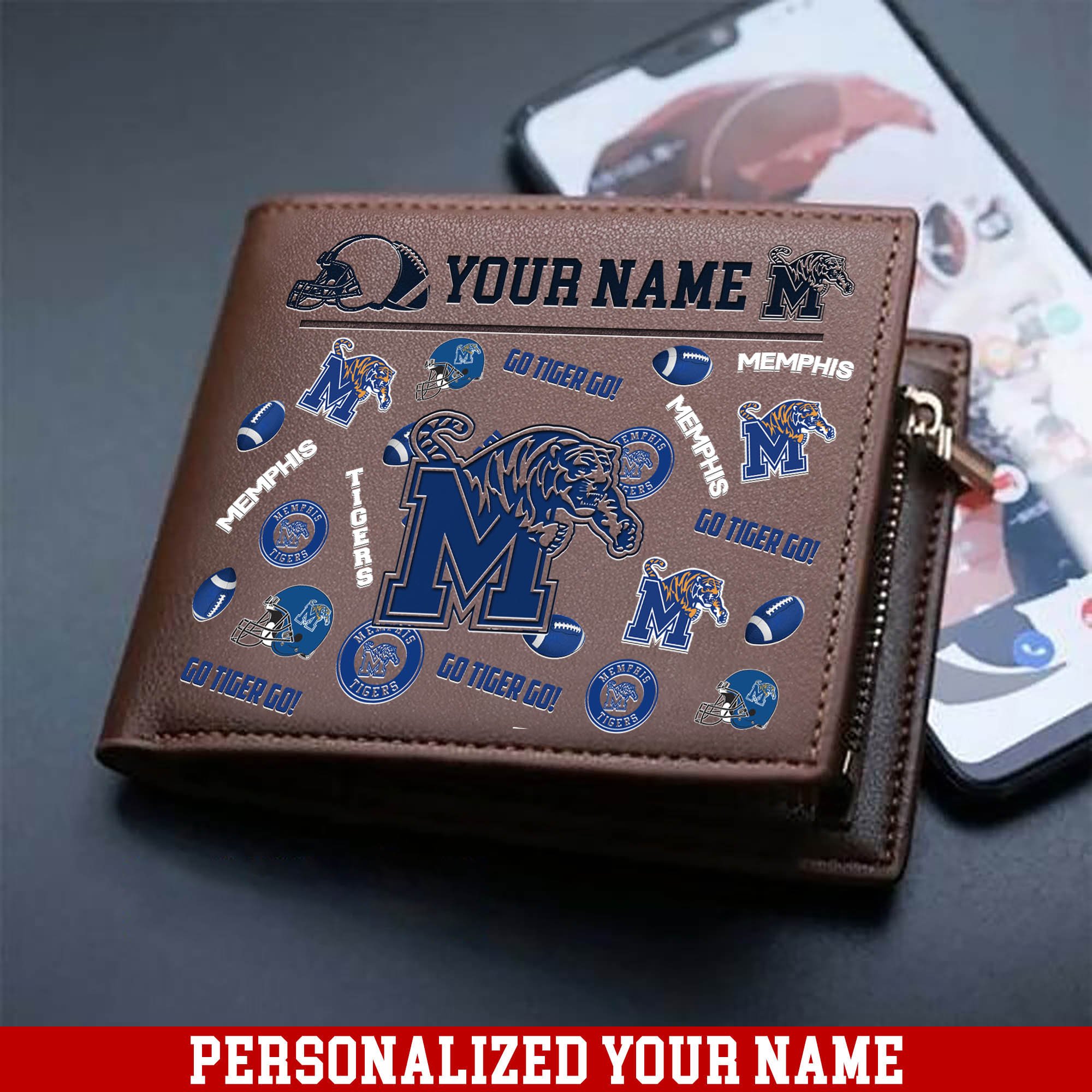 Memphis Tigers Men Wallet 2024 Version Personalized Your Name, Sport Team Men Wallet, Gift For Sport Fans ETHY-54900
