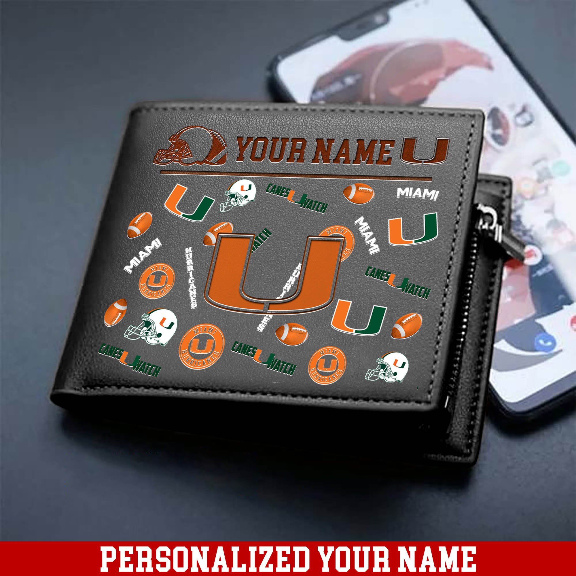 Alternative view of Miami Hurricanes Men Wallet 2024 Version Personalized Your Name, Sport Team Men Wallet, Gift For Sport Fans ETHY-54900