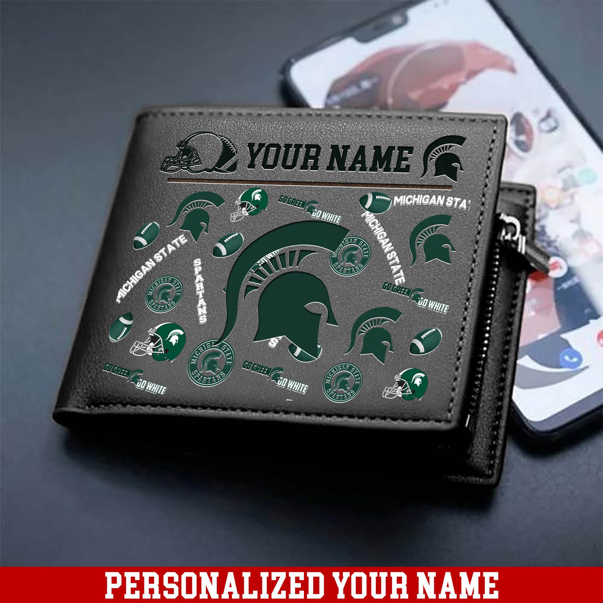Alternative view of Michigan State Spartans Men Wallet 2024 Version Personalized Your Name, Sport Team Men Wallet, Gift For Sport Fans ETHY-54900