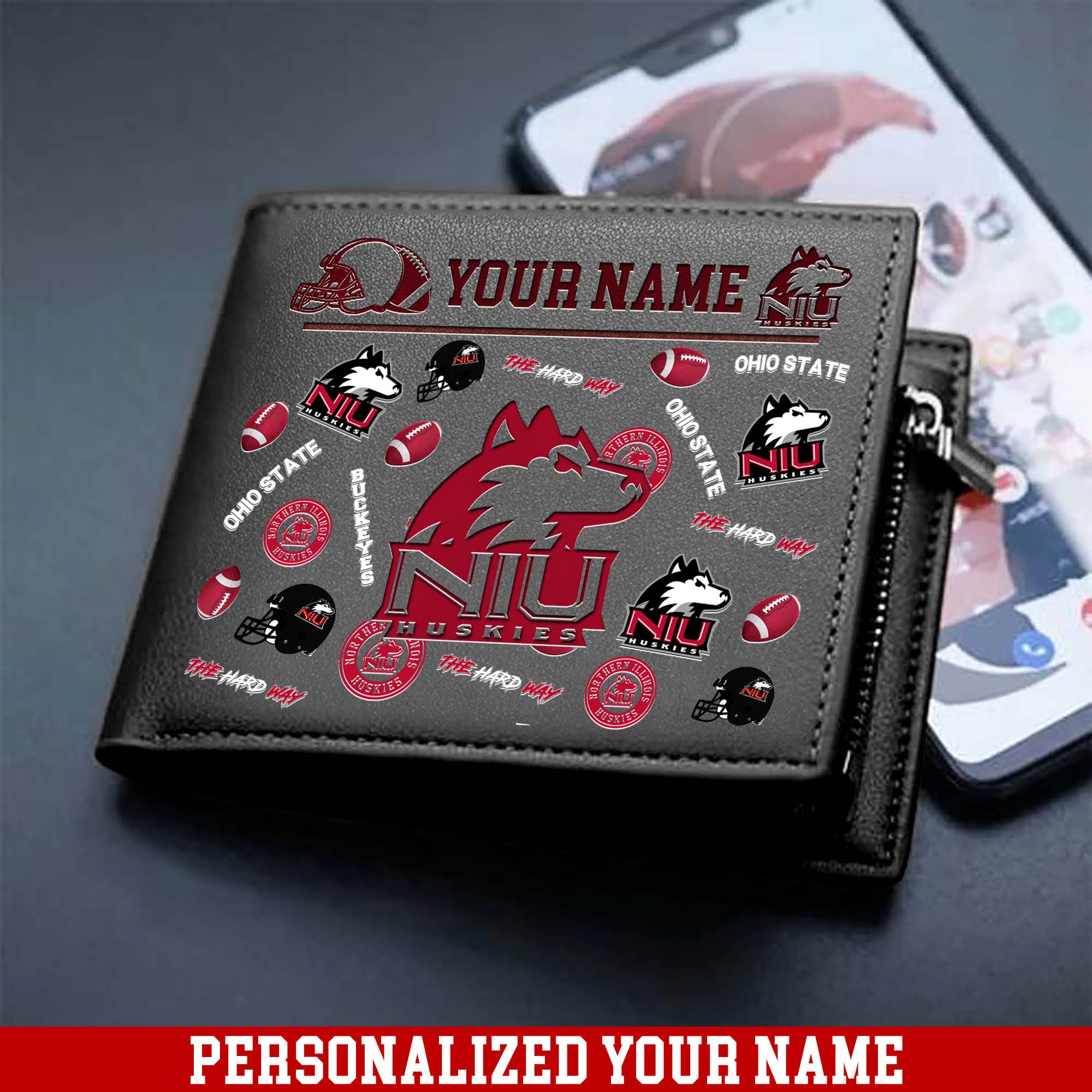Alternative view of Northern Illinois Huskies Men Wallet 2024 Version Personalized Your Name, Sport Team Men Wallet, Gift For Sport Fans ETHY-54900