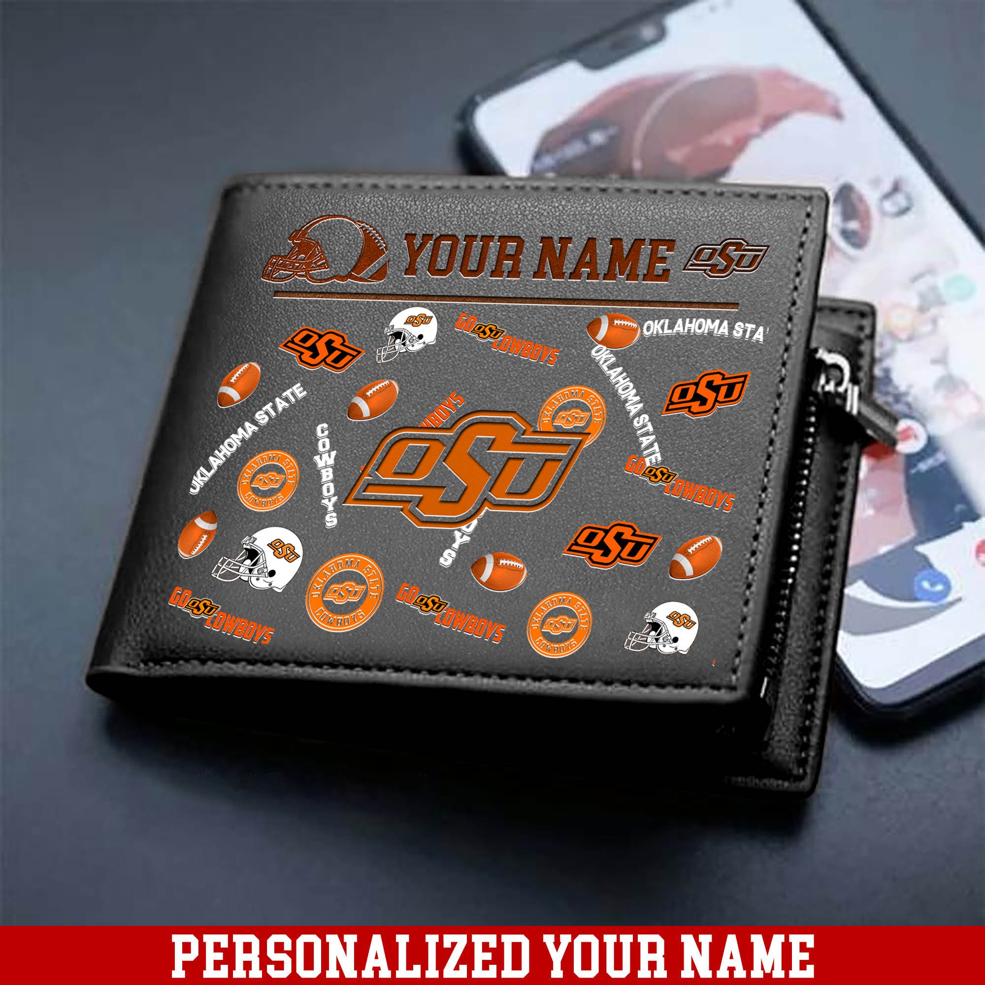 Alternative view of Oklahoma State Cowboys Men Wallet 2024 Version Personalized Your Name, Sport Team Men Wallet, Gift For Sport Fans ETHY-54900