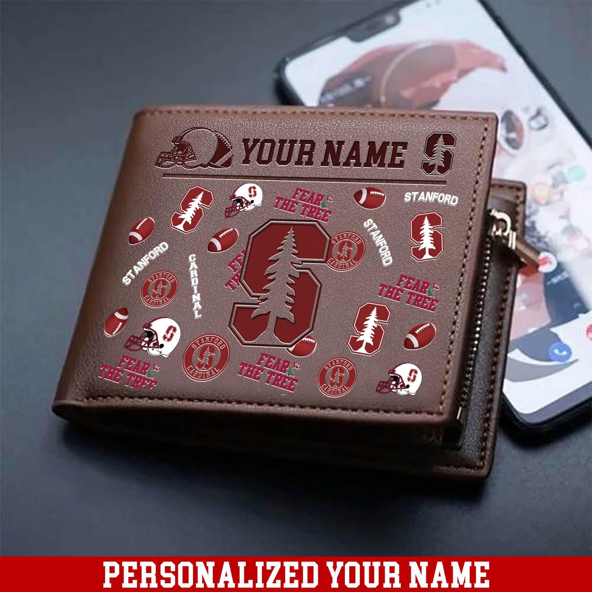 Stanford Cardinal Men Wallet 2024 Version Personalized Your Name, Sport Team Men Wallet, Gift For Sport Fans ETHY-54900