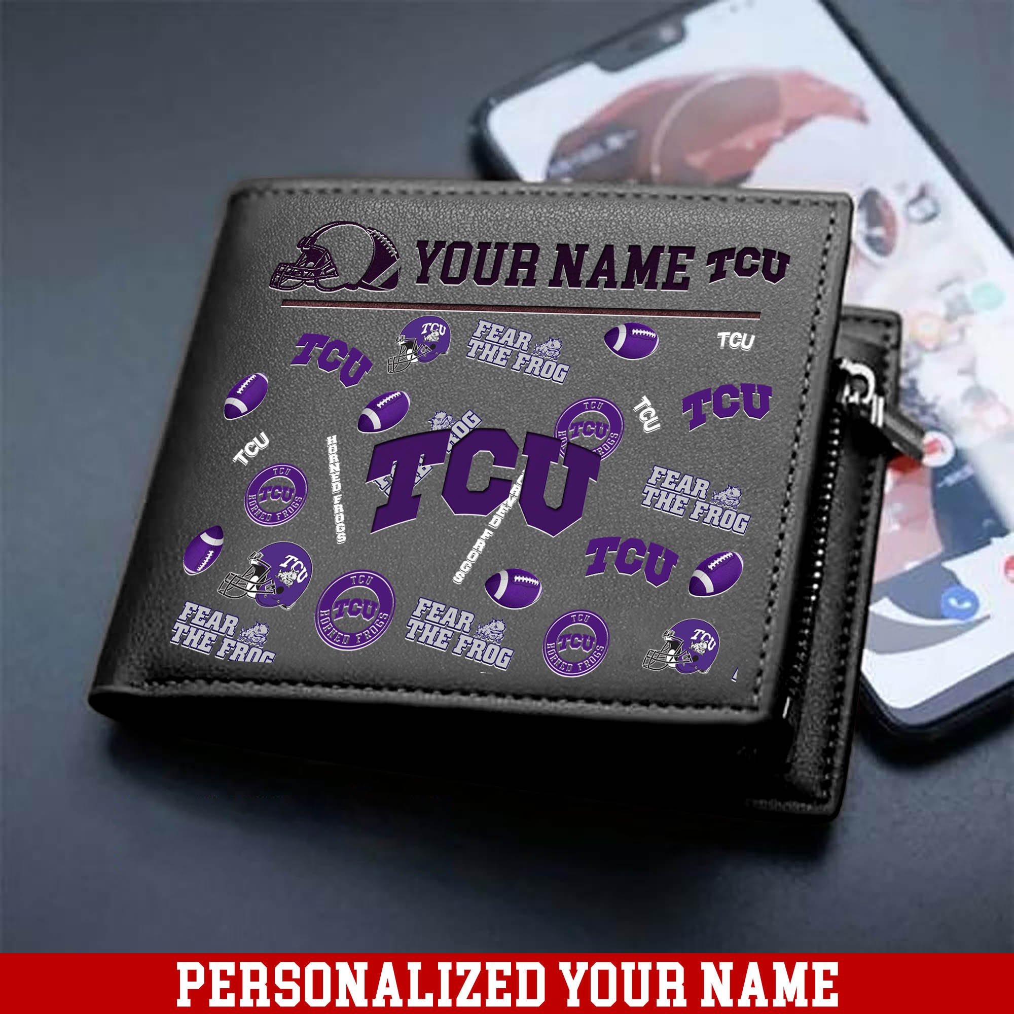 Alternative view of TCU Horned Frogs Men Wallet 2024 Version Personalized Your Name, Sport Team Men Wallet, Gift For Sport Fans ETHY-54900