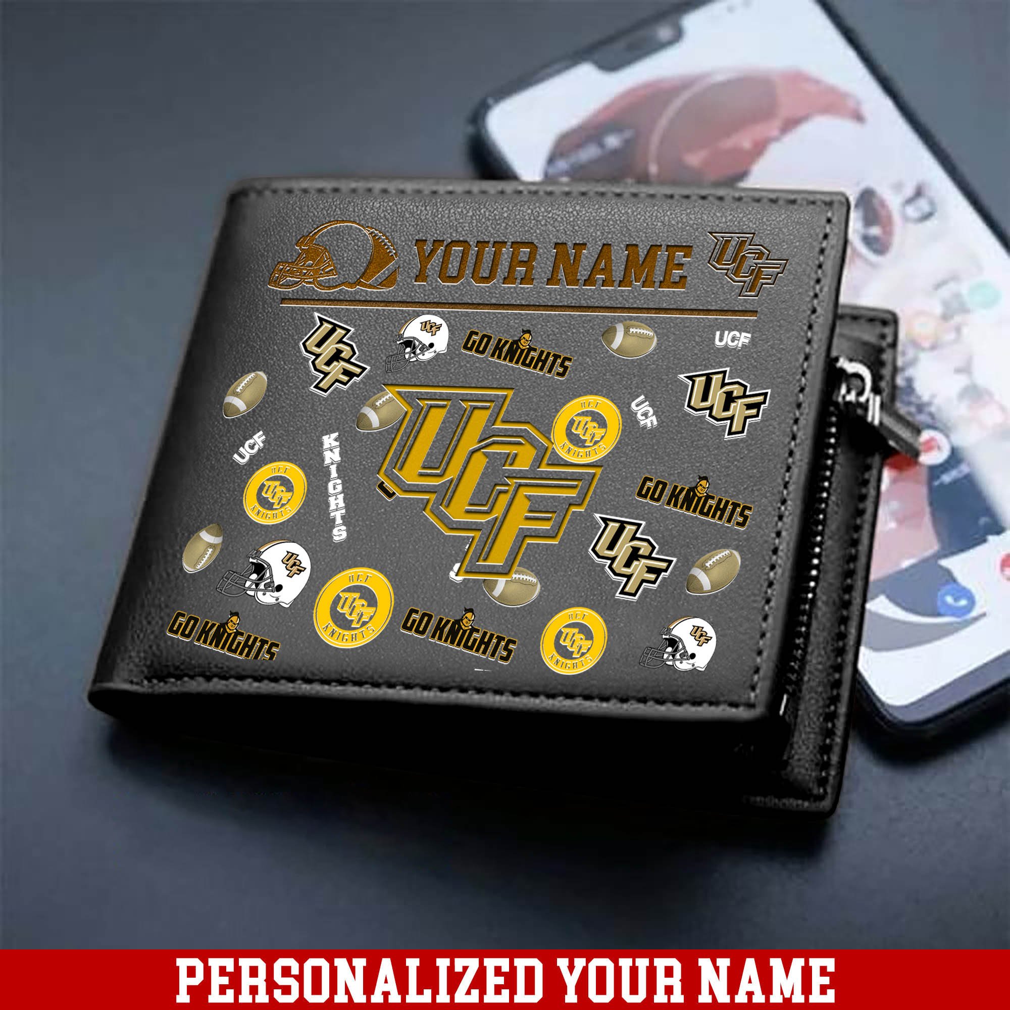 Alternative view of UCF Knights Men Wallet 2024 Version Personalized Your Name, Sport Team Men Wallet, Gift For Sport Fans ETHY-54900
