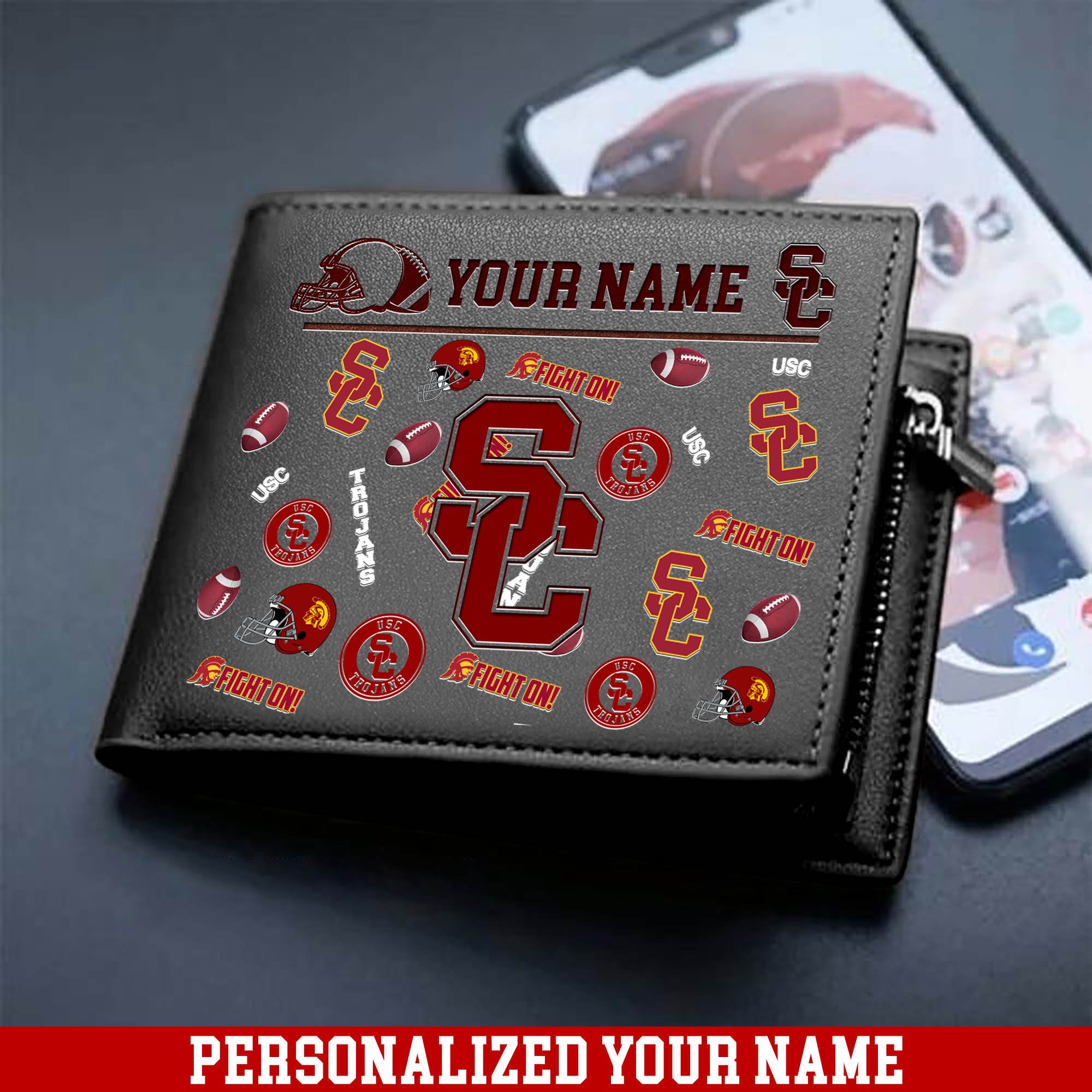 Alternative view of USC Trojans Men Wallet 2024 Version Personalized Your Name, Sport Team Men Wallet, Gift For Sport Fans ETHY-54900