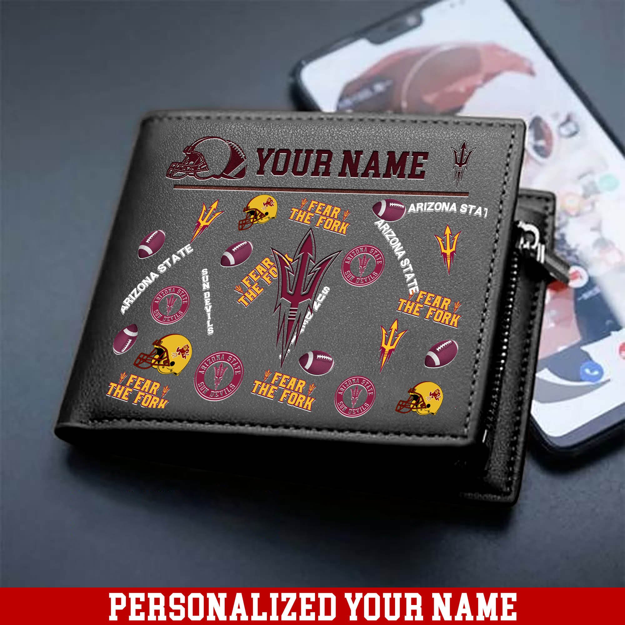 Alternative view of Arizona State Sun Devils Men Wallet 2024 Version Personalized Your Name, Sport Team Men Wallet, Gift For Sport Fans ETHY-54900