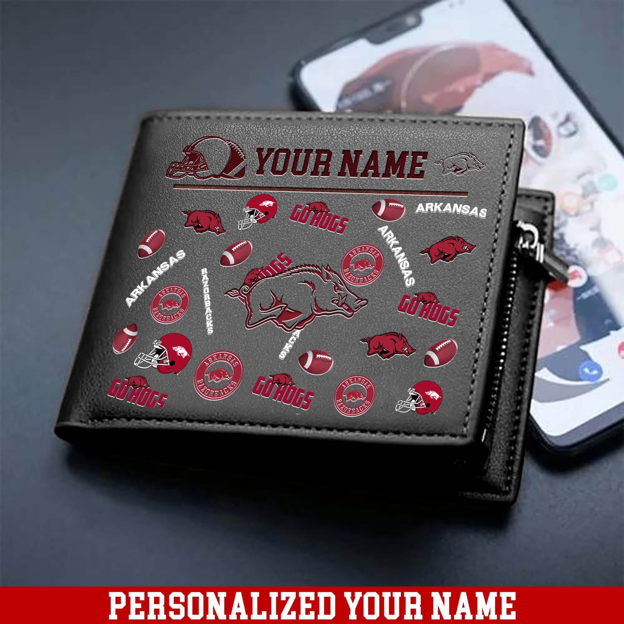 Alternative view of Arkansas Razorbacks Men Wallet 2024 Version Personalized Your Name, Sport Team Men Wallet, Gift For Sport Fans ETHY-54900