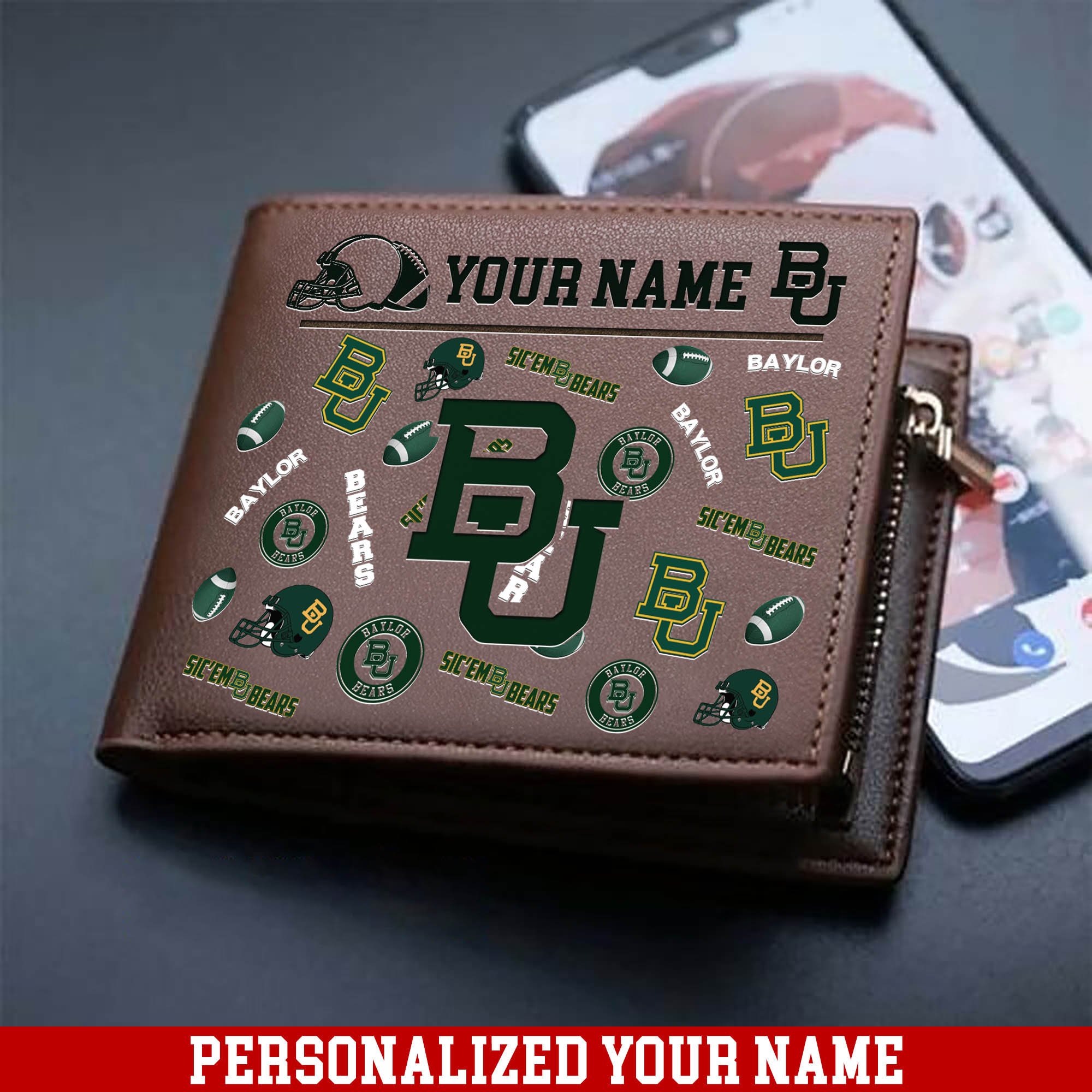 Baylor Bears Men Wallet 2024 Version Personalized Your Name, Sport Team Men Wallet, Gift For Sport Fans ETHY-54900
