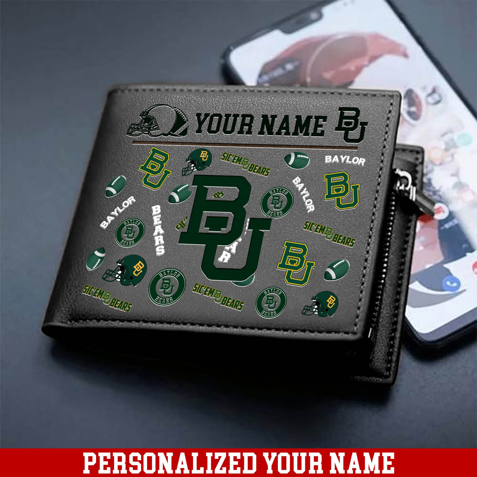 Alternative view of Baylor Bears Men Wallet 2024 Version Personalized Your Name, Sport Team Men Wallet, Gift For Sport Fans ETHY-54900