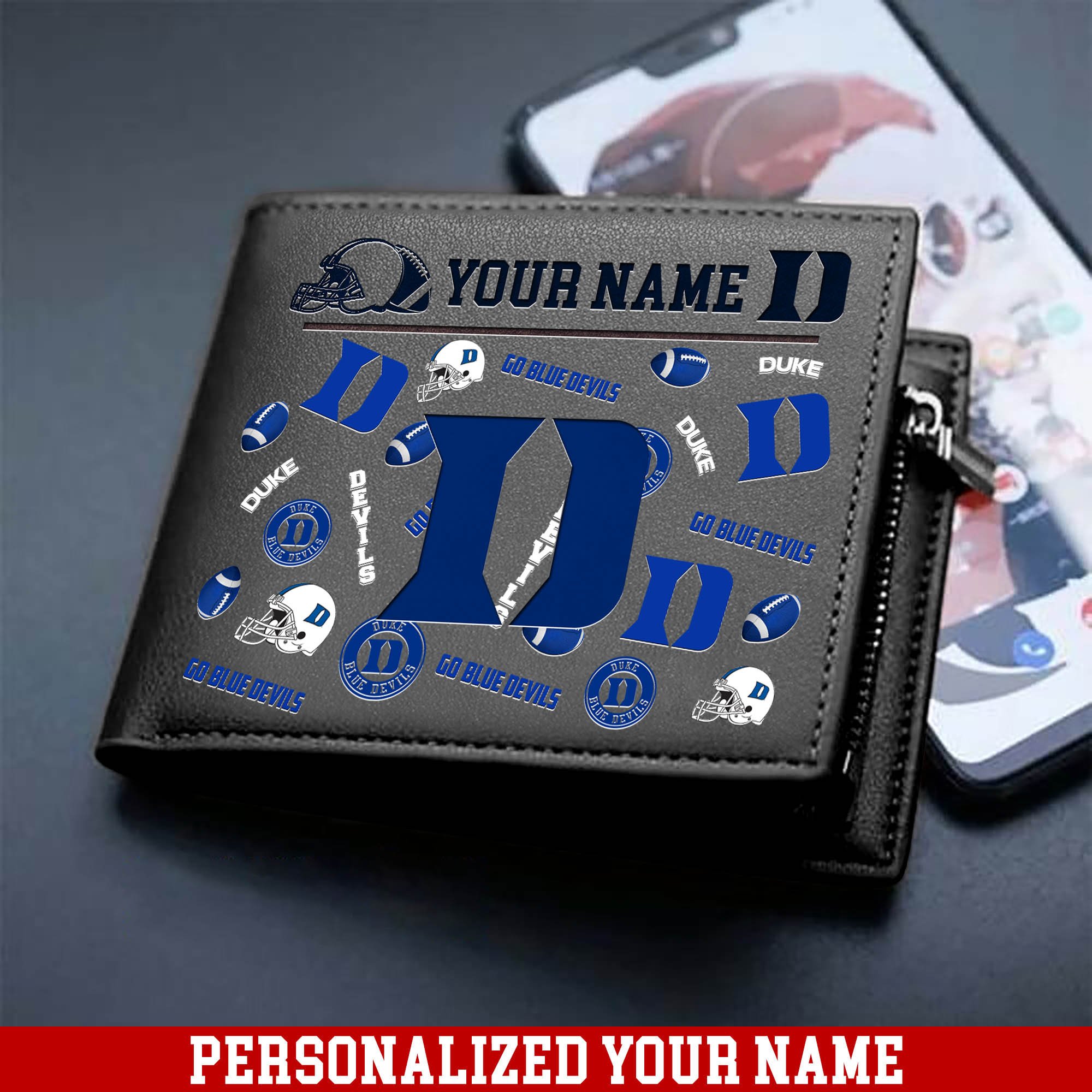 Alternative view of Duke Blue Devils Men Wallet 2024 Version Personalized Your Name, Sport Team Men Wallet, Gift For Sport Fans ETHY-54900