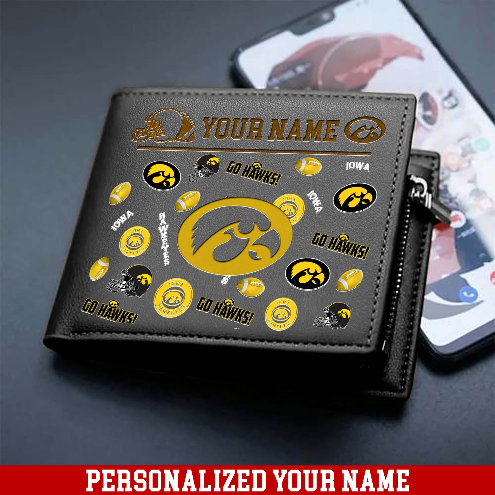 Alternative view of Iowa Hawkeyes Men Wallet 2024 Version Personalized Your Name, Sport Team Men Wallet, Gift For Sport Fans ETHY-54900