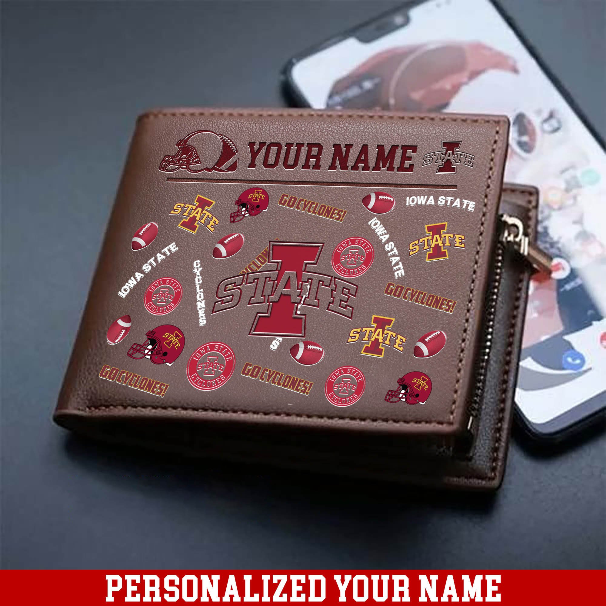 Iowa State Cyclones Men Wallet 2024 Version Personalized Your Name, Sport Team Men Wallet, Gift For Sport Fans ETHY-54900