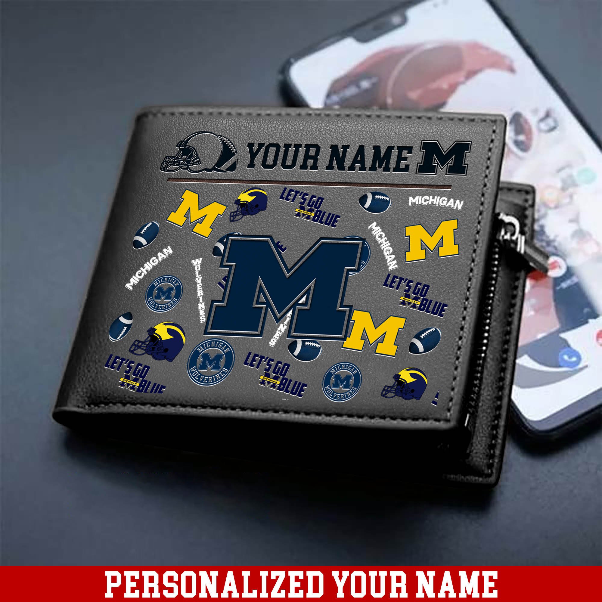 Alternative view of Michigan Wolverines Men Wallet 2024 Version Personalized Your Name, Sport Team Men Wallet, Gift For Sport Fans ETHY-54900