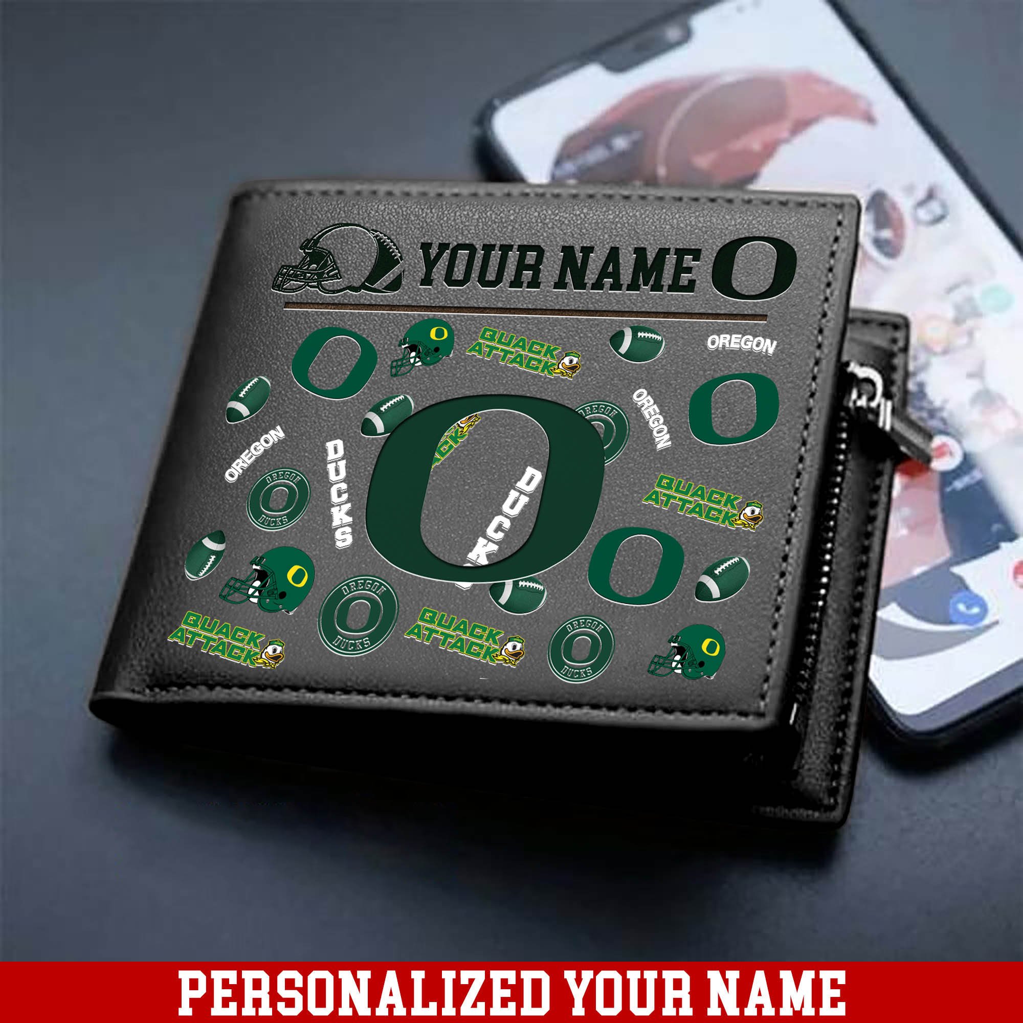 Alternative view of Oregon Ducks Men Wallet 2024 Version Personalized Your Name, Sport Team Men Wallet, Gift For Sport Fans ETHY-54900