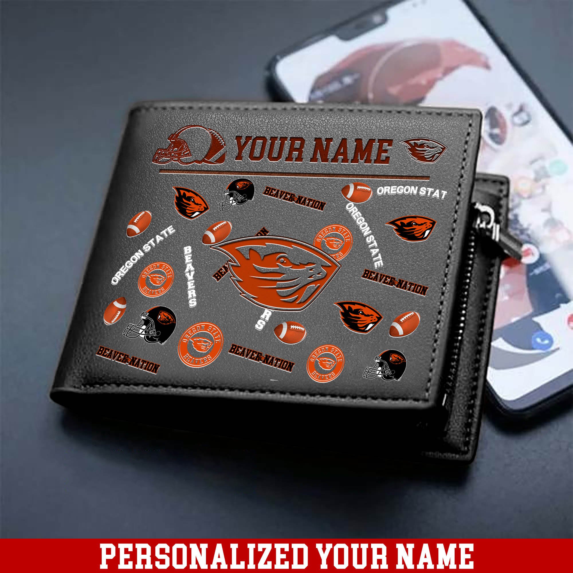 Alternative view of Oregon State Beavers Men Wallet 2024 Version Personalized Your Name, Sport Team Men Wallet, Gift For Sport Fans ETHY-54900