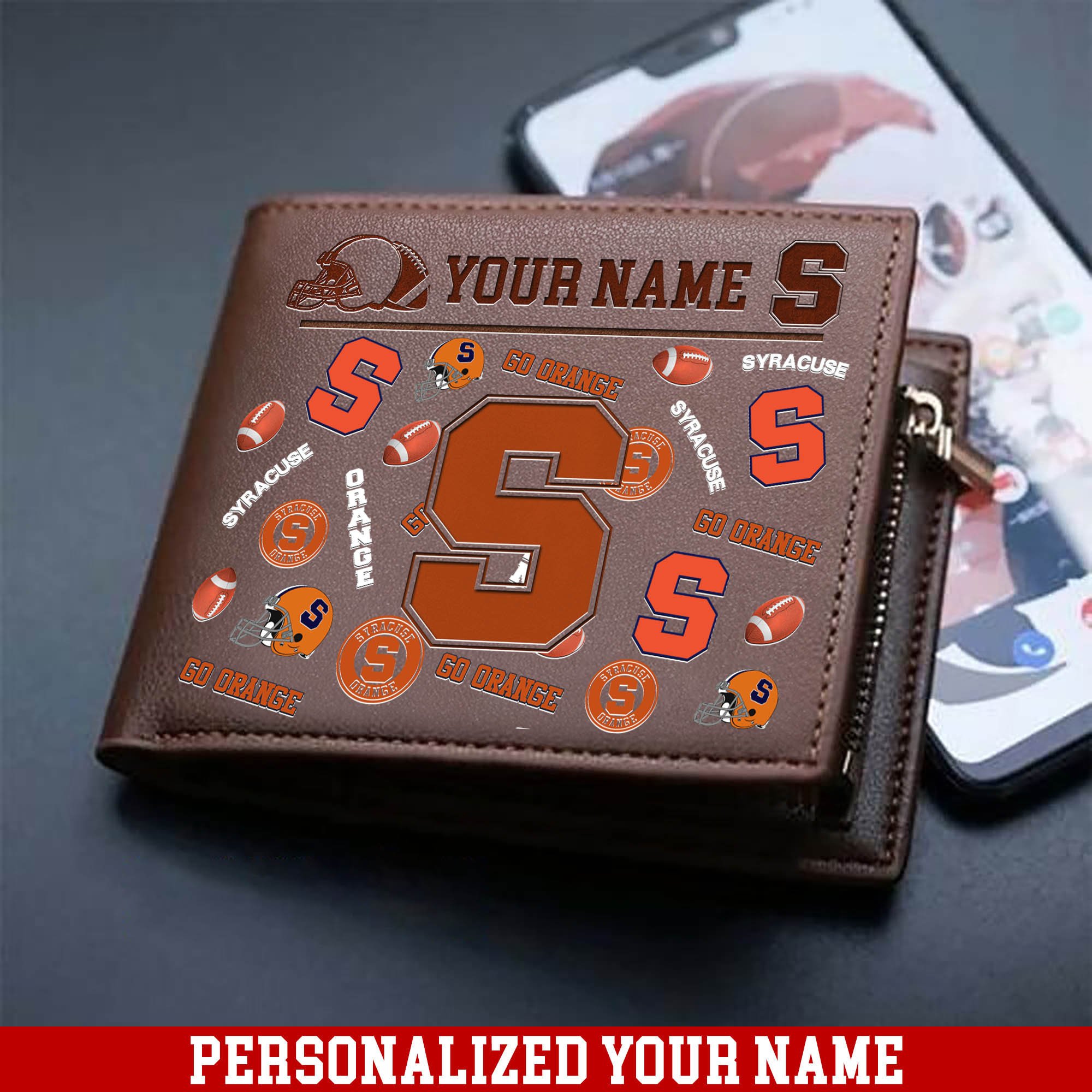 Syracuse Orange Men Wallet 2024 Version Personalized Your Name, Sport Team Men Wallet, Gift For Sport Fans ETHY-54900